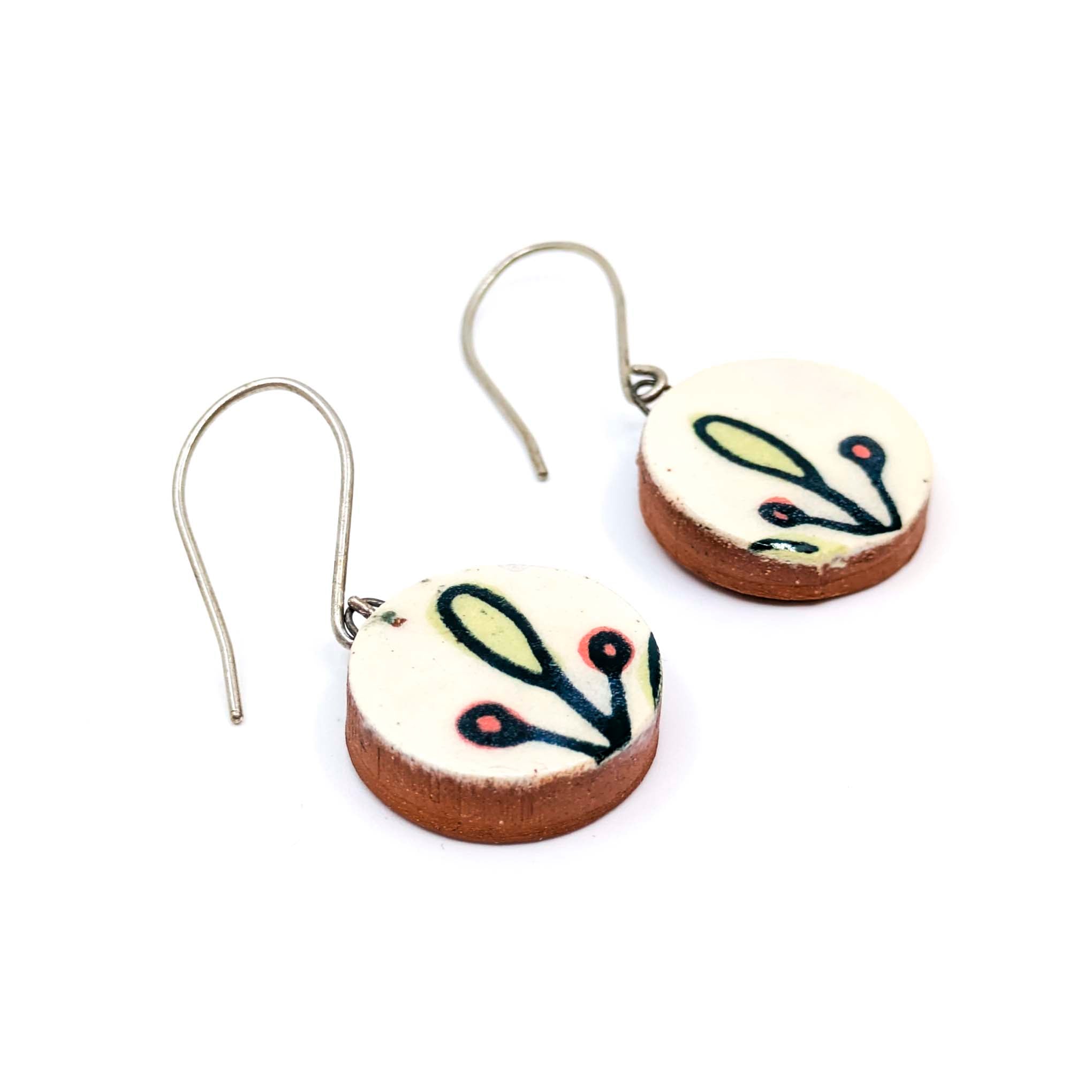 Round Leaf & Berry Earrings
