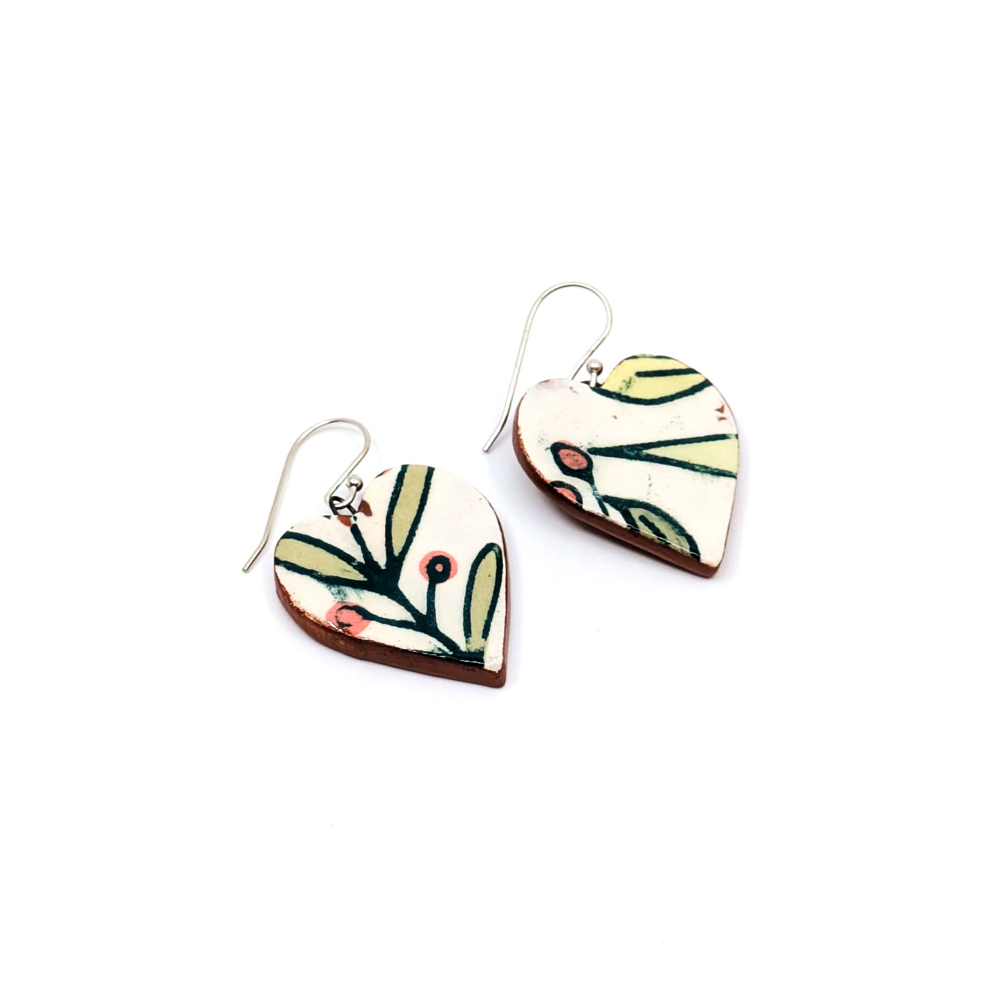 Leaf & Berry Heart Earrings