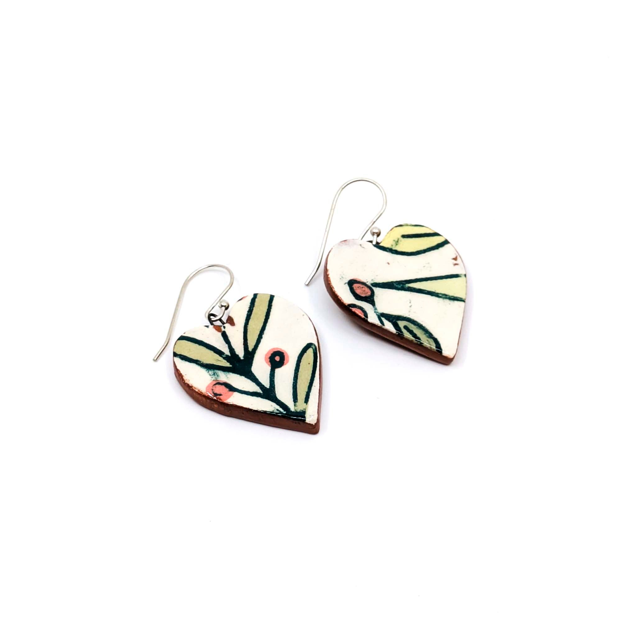 Leaf & Berry Heart Earrings