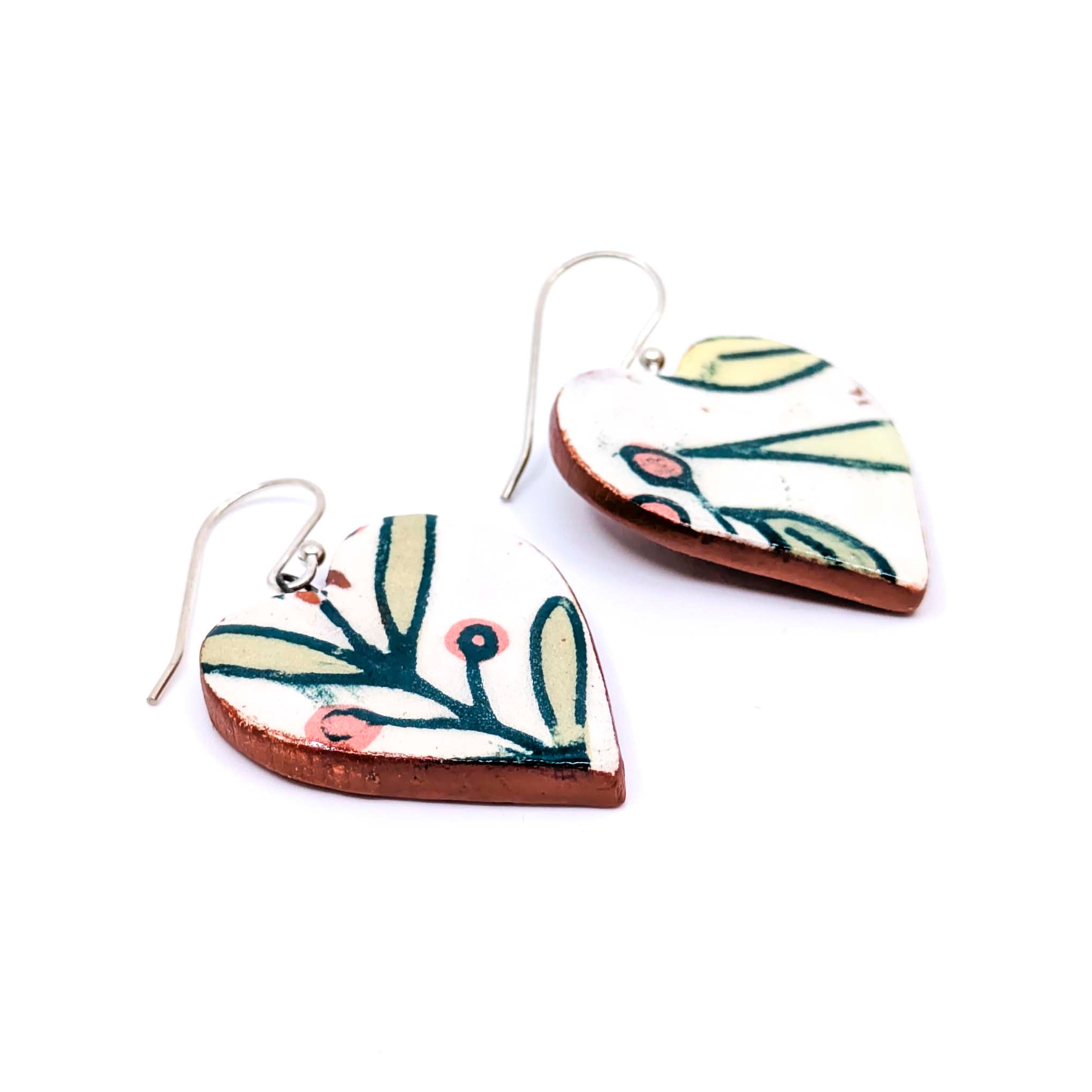 Leaf & Berry Heart Earrings