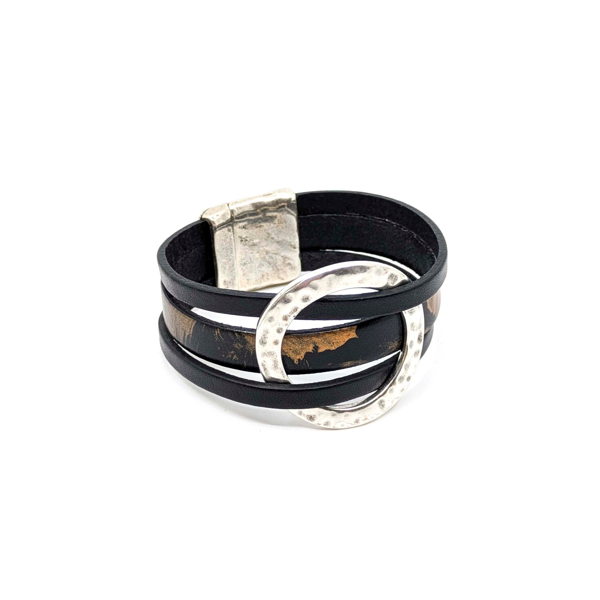 Circle Bracelet- Black with Copper Design