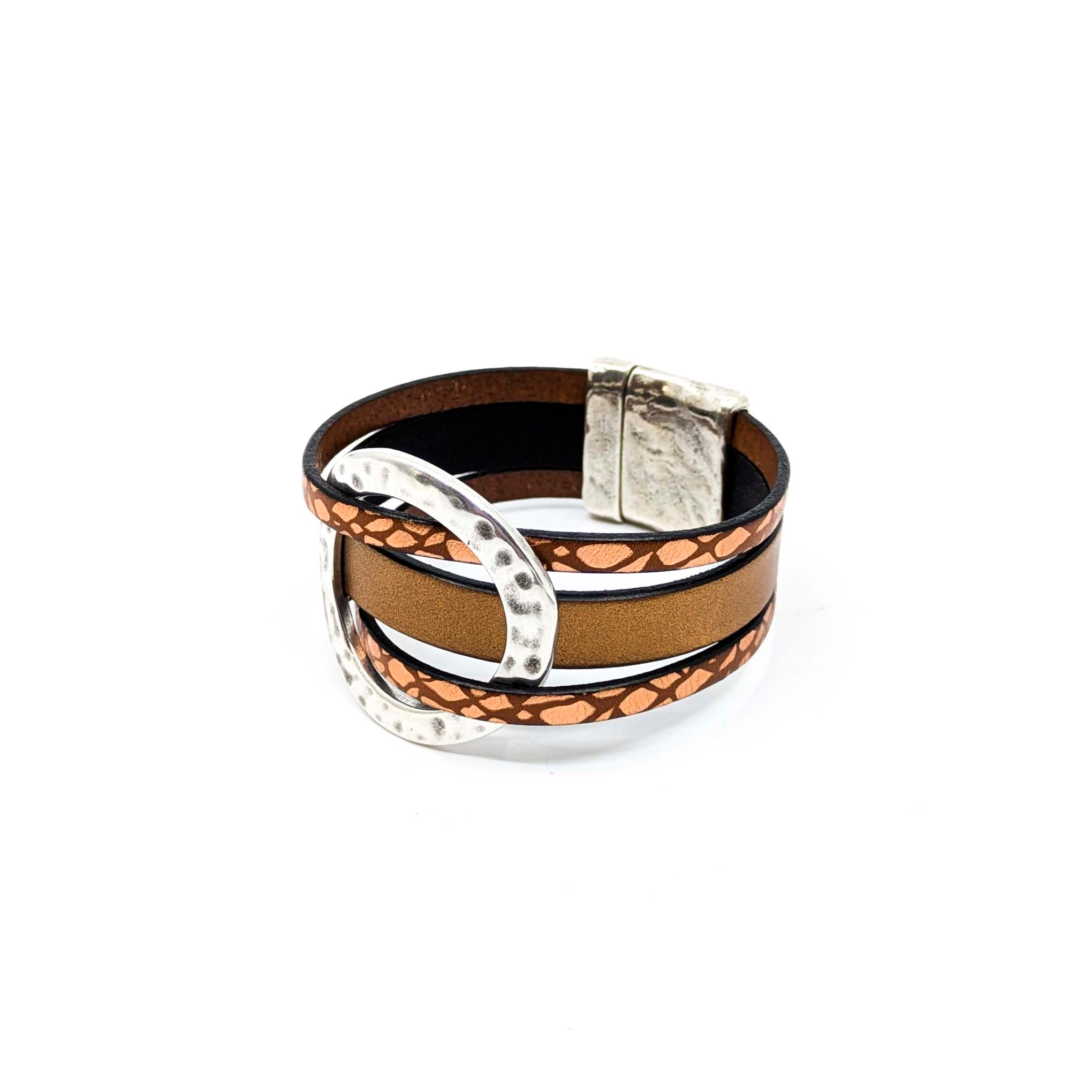 Circle Bracelet- Copper with Copper print Design