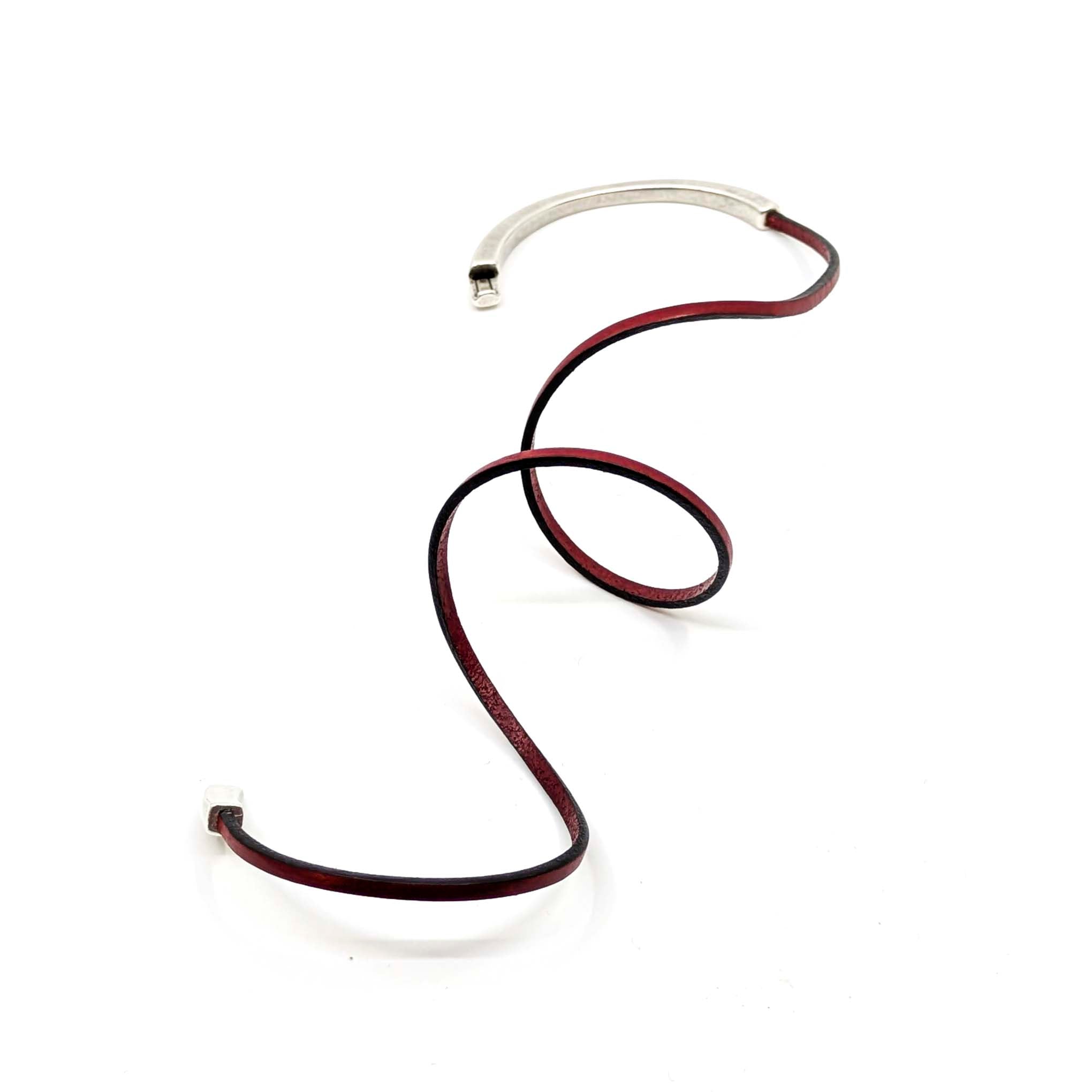 Top Circle Triple Wrap Leather Bracelet- Red (Leather size 3mm)