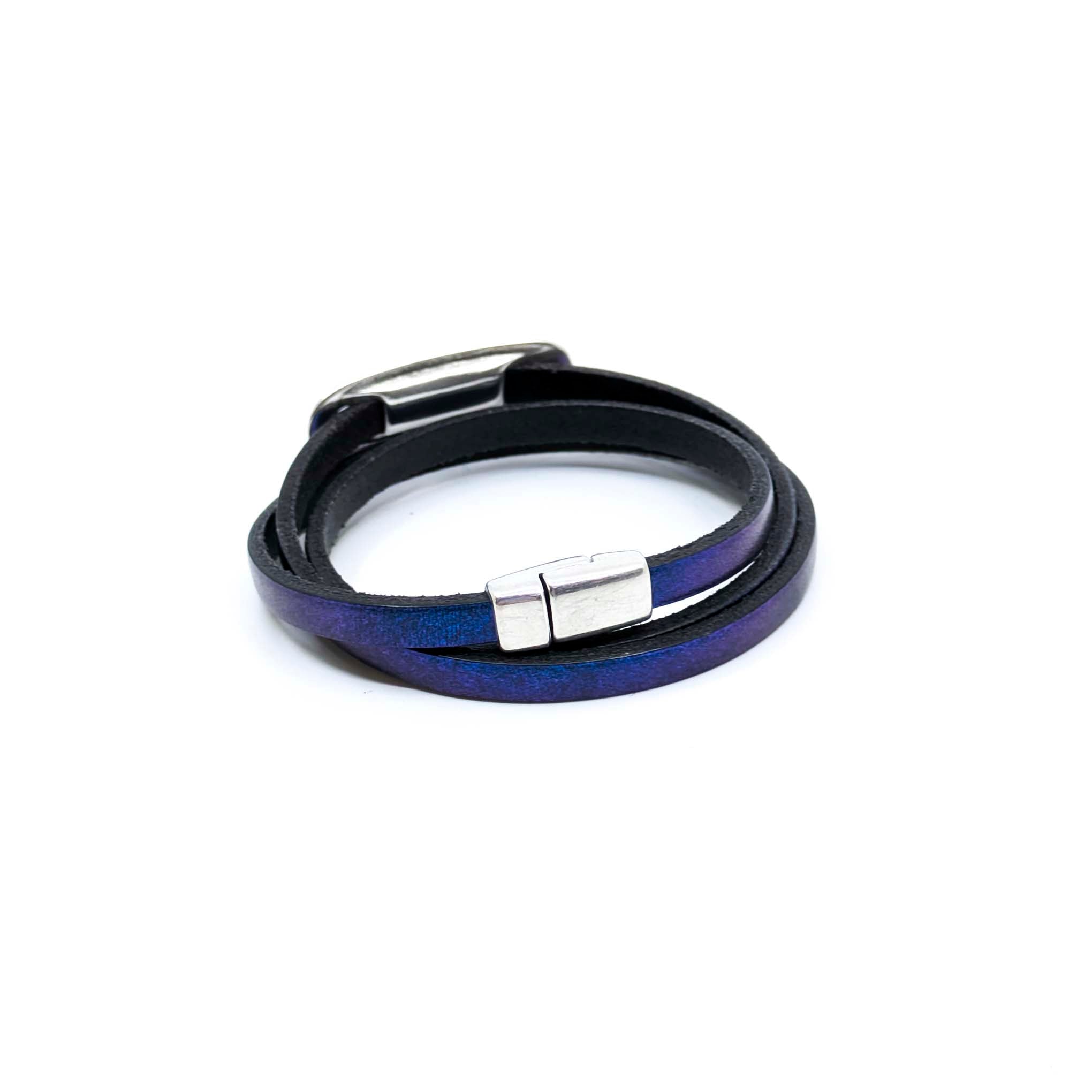 Classic Chic Triple Wrap Bracelet- Metallic Blue