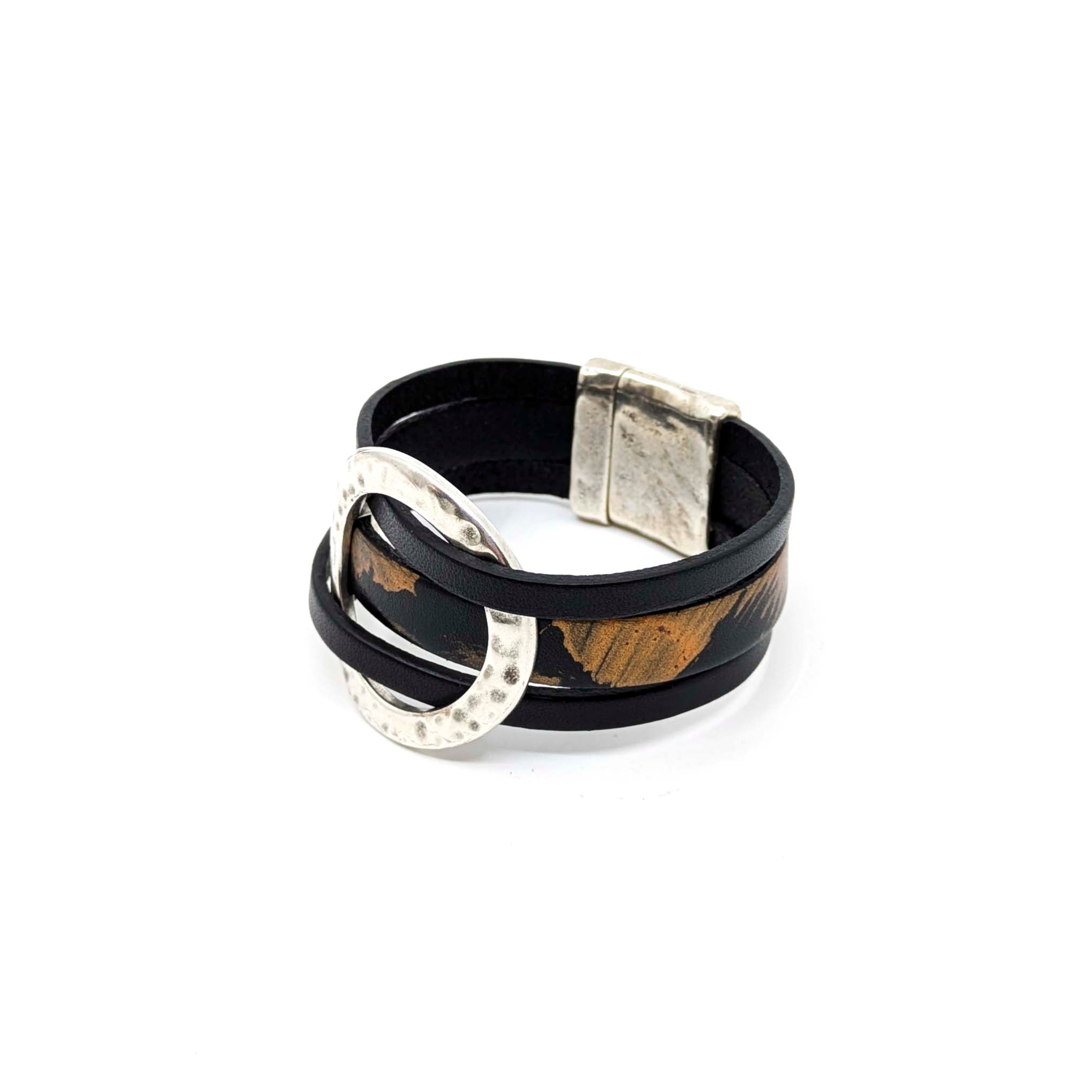 Circle Bracelet- Black with Copper Design