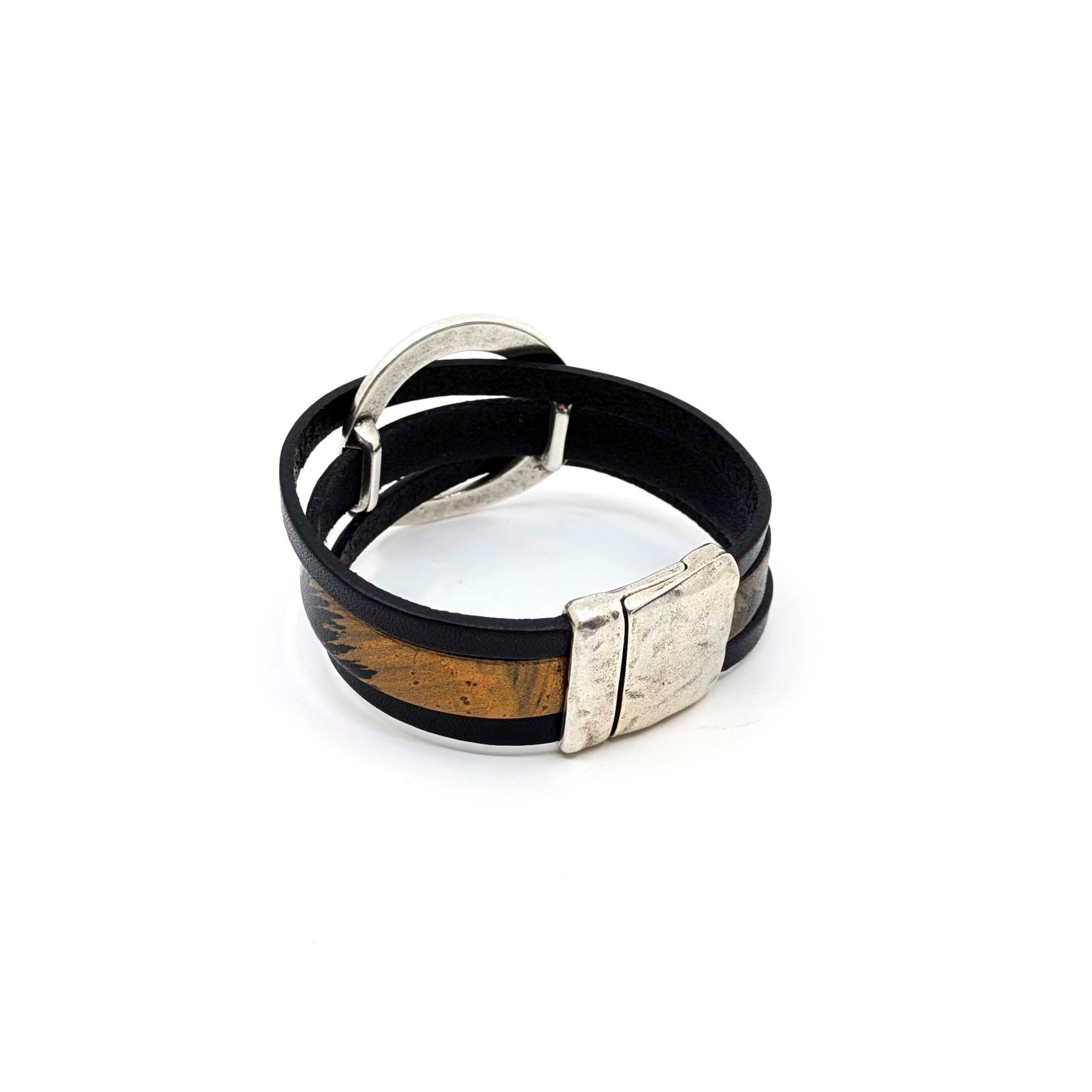 Circle Bracelet- Black with Copper Design