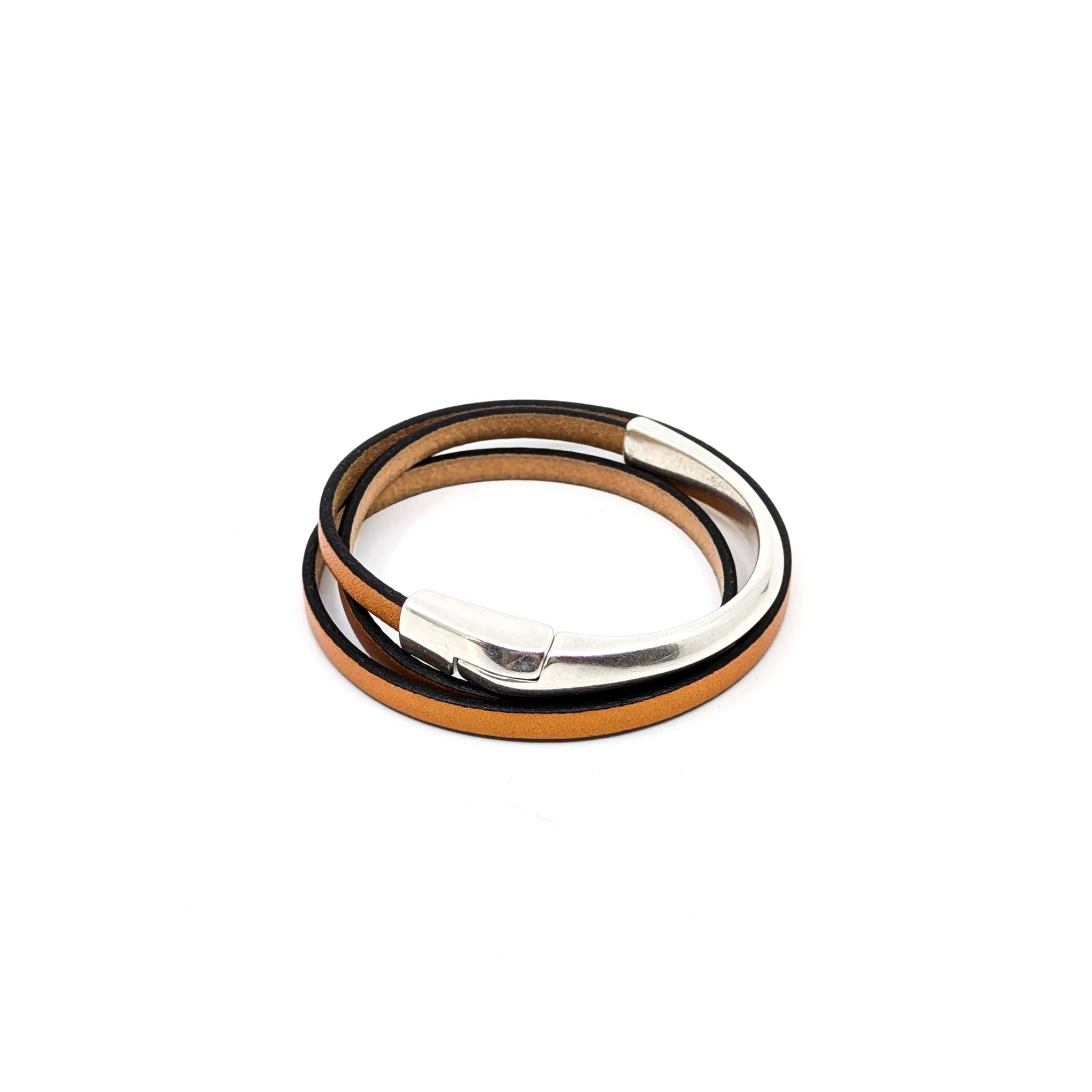 Asymmetrical Half Circle Triple Wrap Bracelet-Copper (Leather size 5mm)