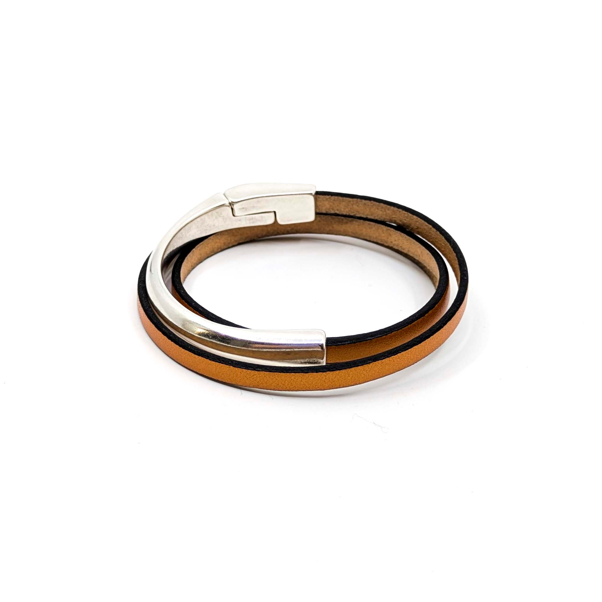 Asymmetrical Half Circle Triple Wrap Bracelet-Copper (Leather size 5mm)