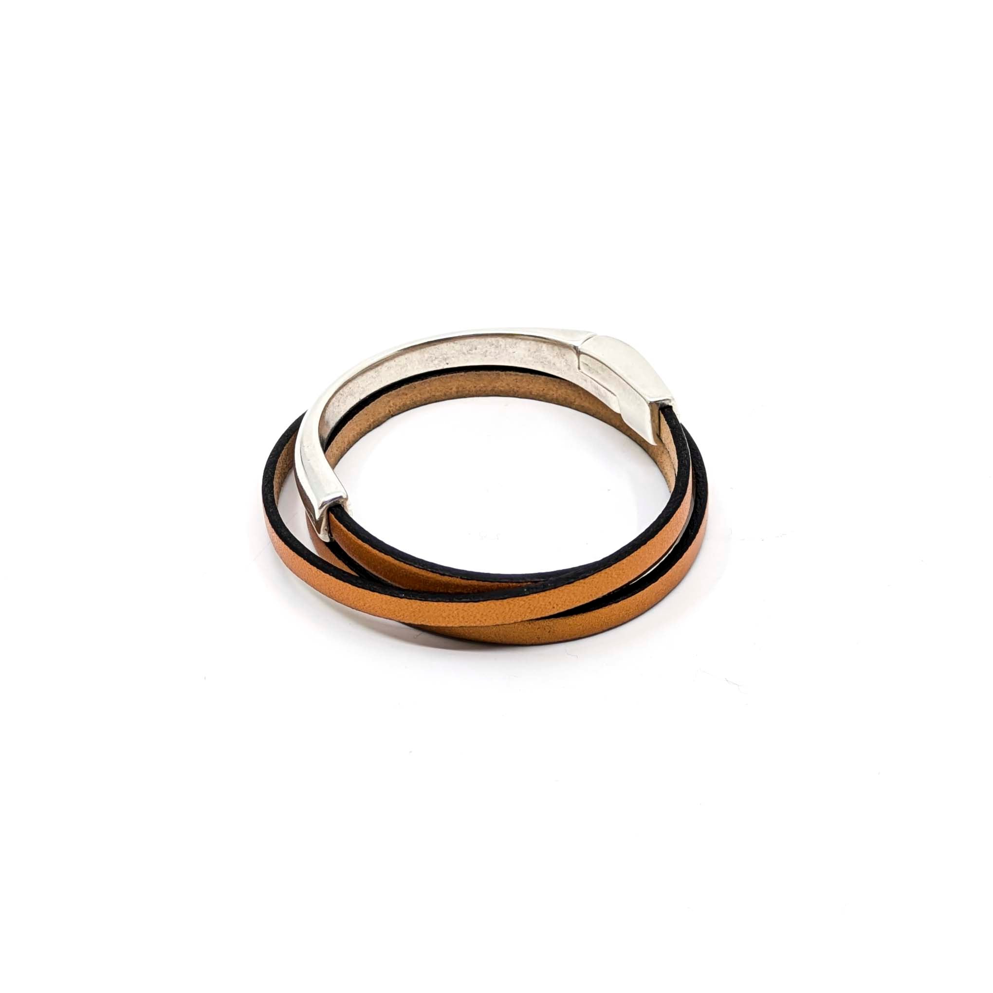 Asymmetrical Half Circle Triple Wrap Bracelet-Copper (Leather size 5mm)