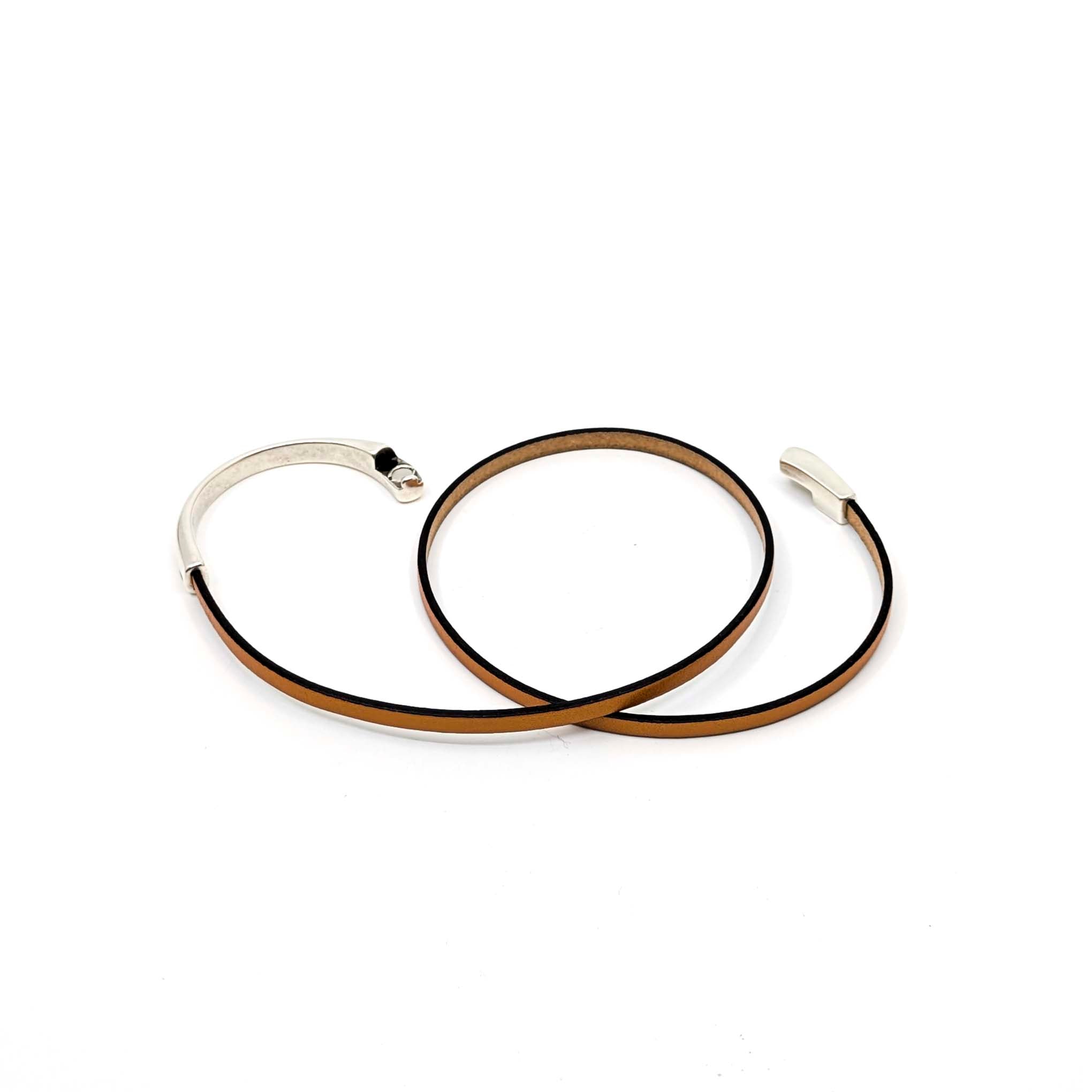 Asymmetrical Half Circle Triple Wrap Bracelet-Copper (Leather size 5mm)