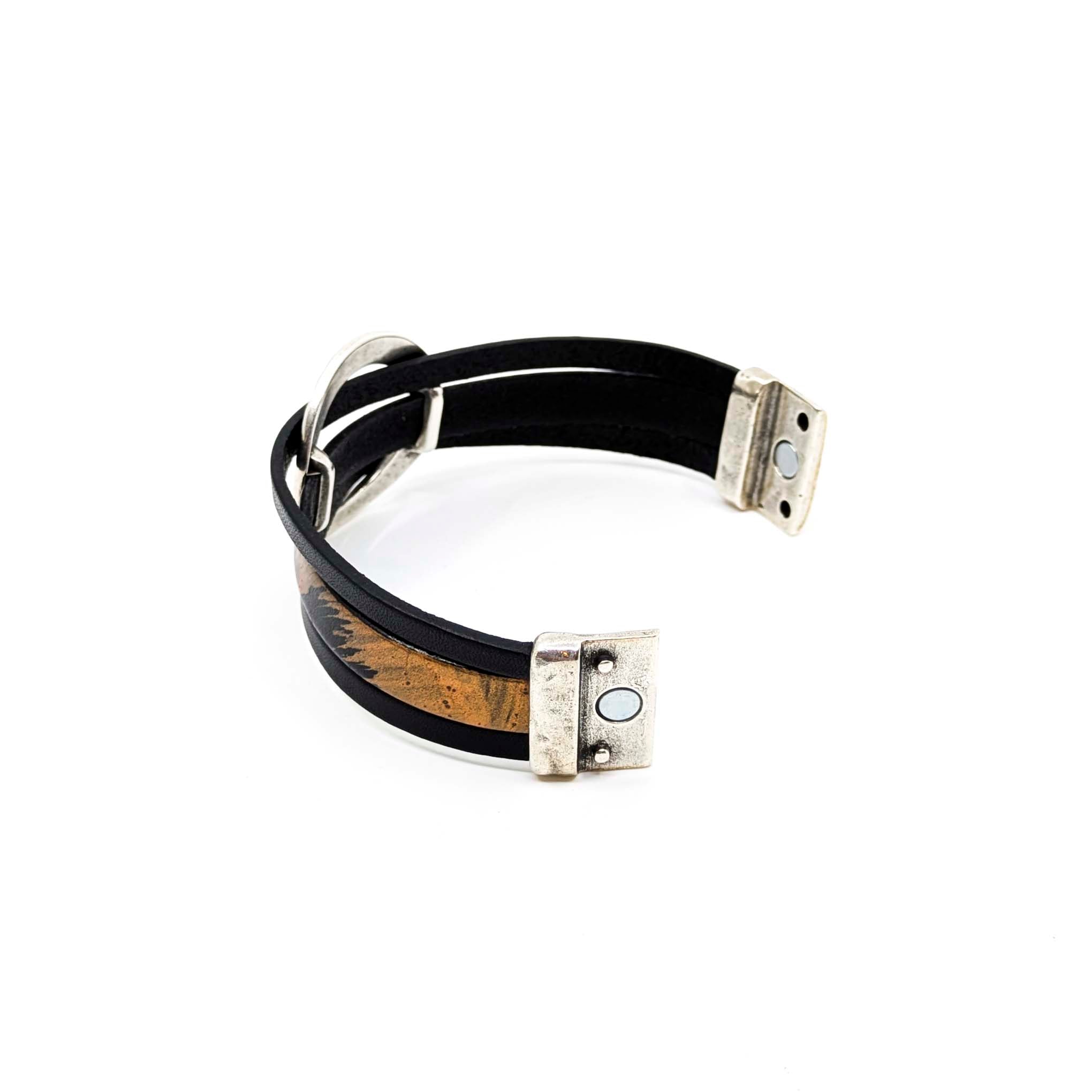 Circle Bracelet- Black with Copper Design