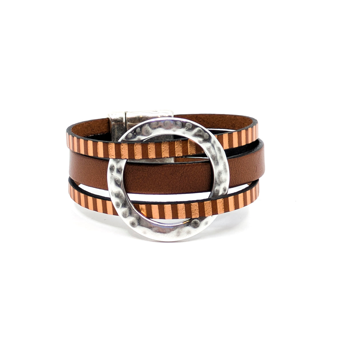 Circle Bracelet- Copper with Stripes (Medium)