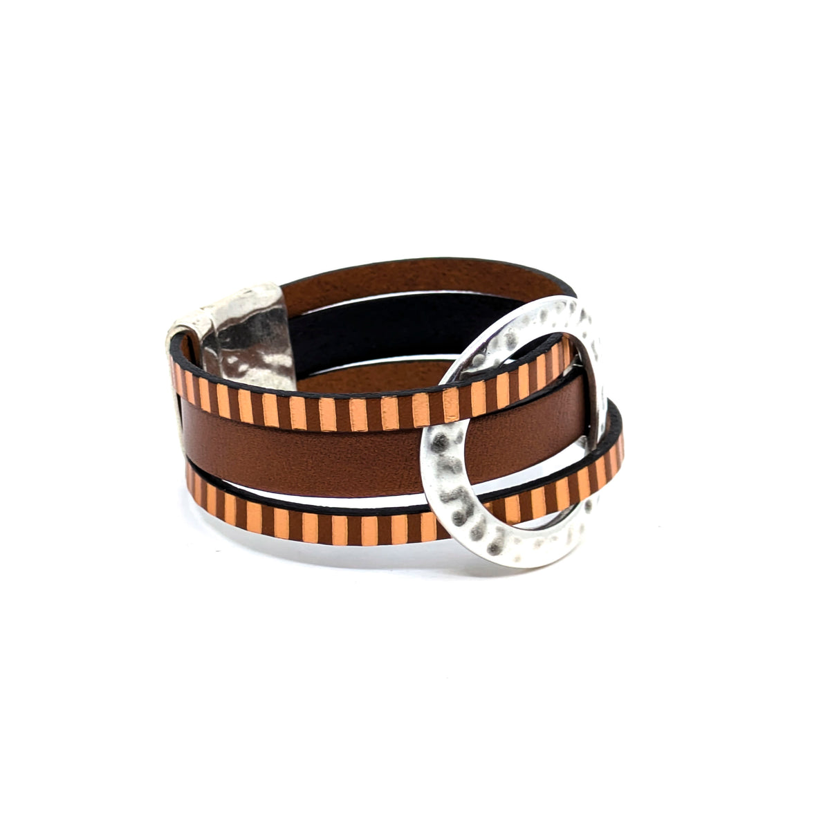 Circle Bracelet- Copper with Stripes (Medium)