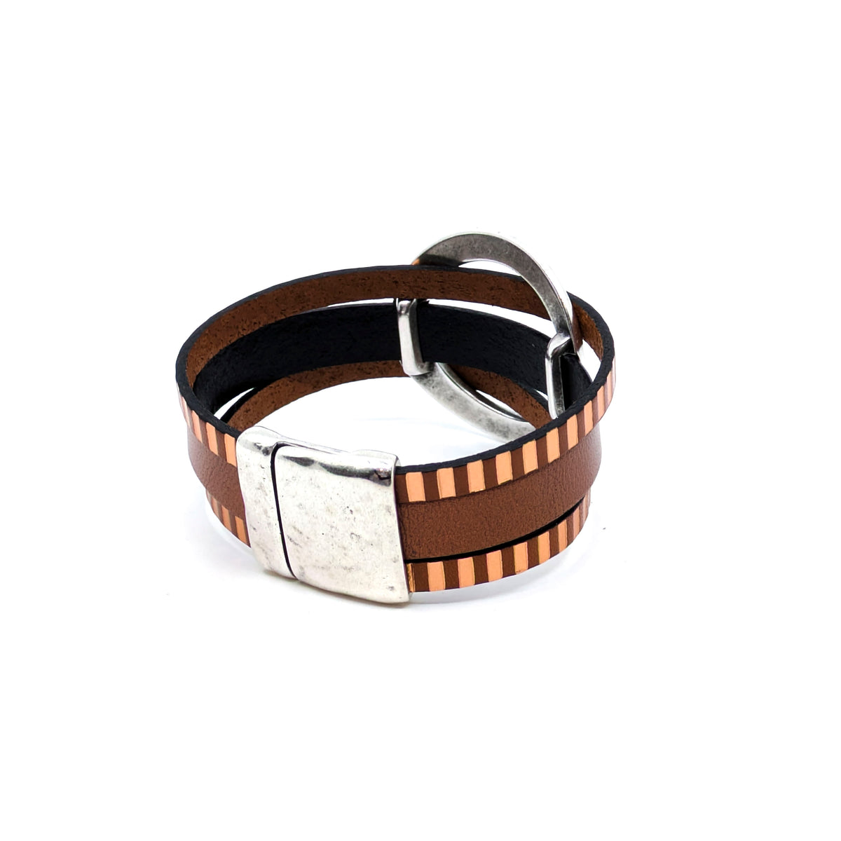 Circle Bracelet- Copper with Stripes (Medium)
