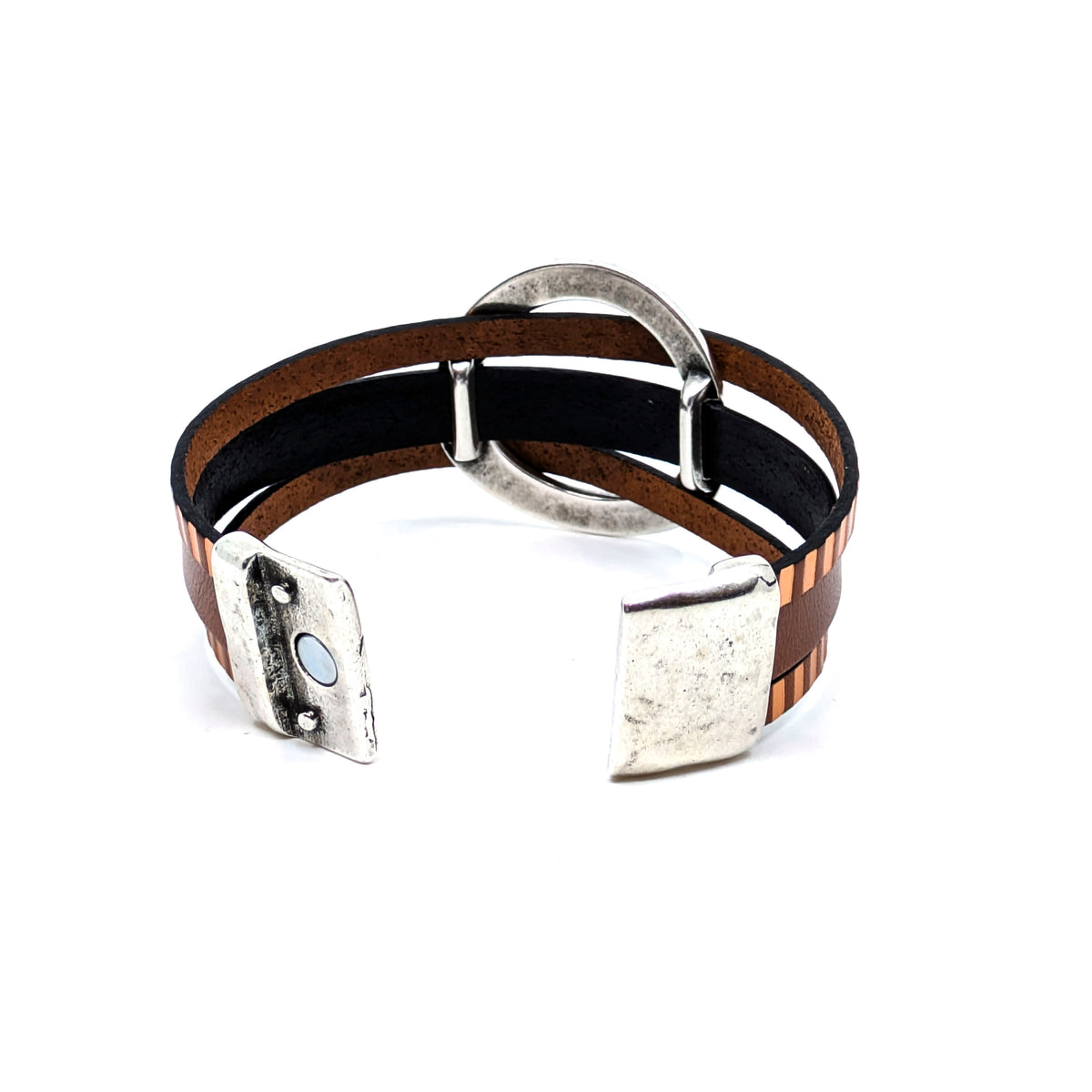 Circle Bracelet- Copper with Stripes (Medium)