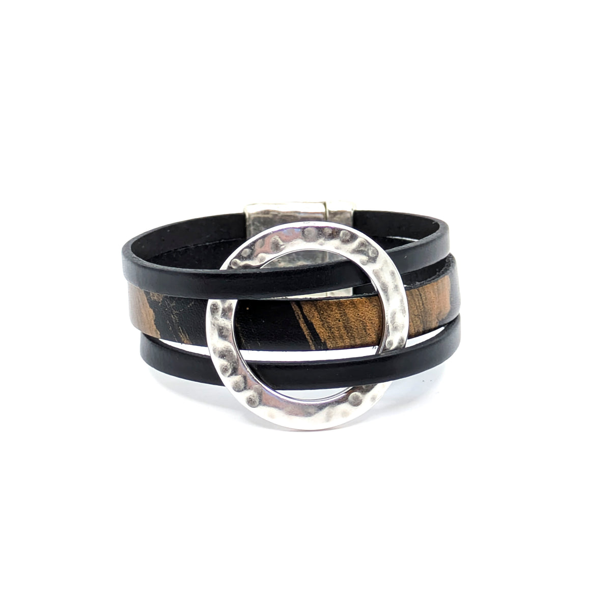 Circle Bracelet- Brown with Black Design (Large)