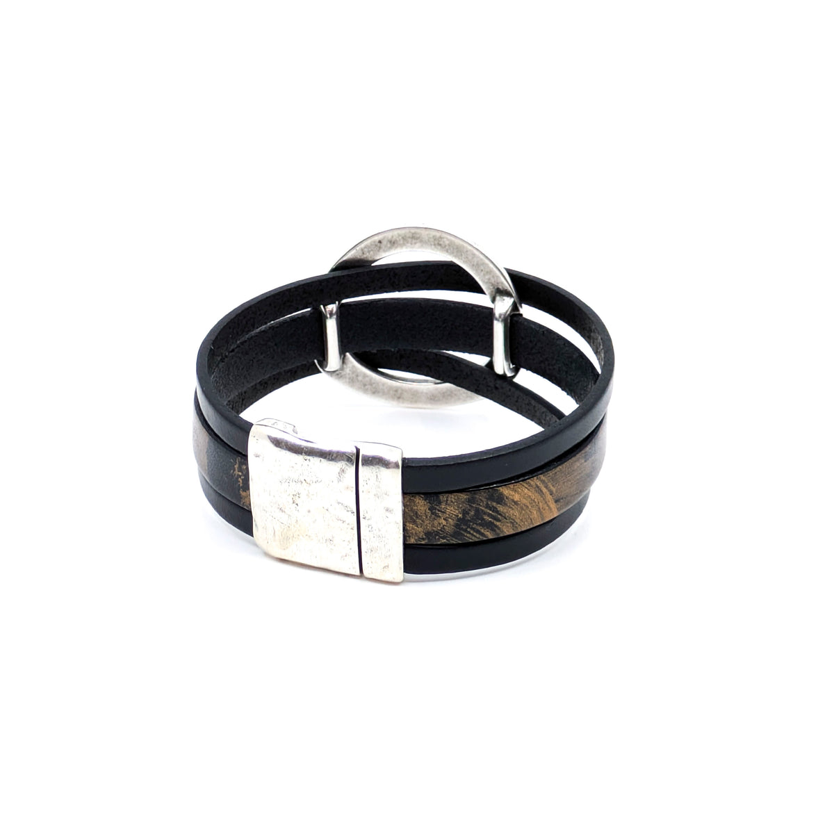 Circle Bracelet- Brown with Black Design (Large)
