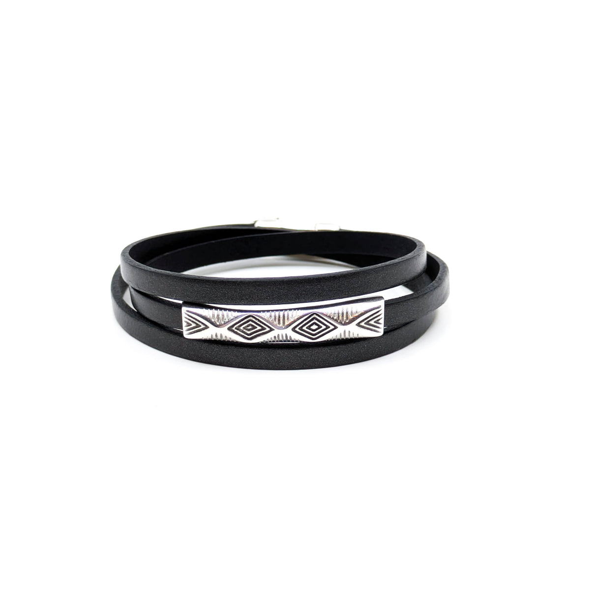 Boho Chic Triple Wrap Bracelet- Black (Large)
