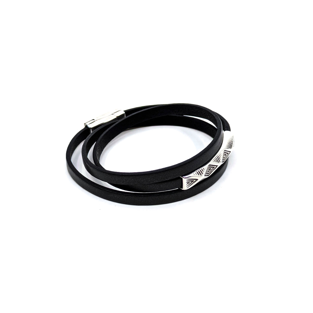 Boho Chic Triple Wrap Bracelet- Black (Large)