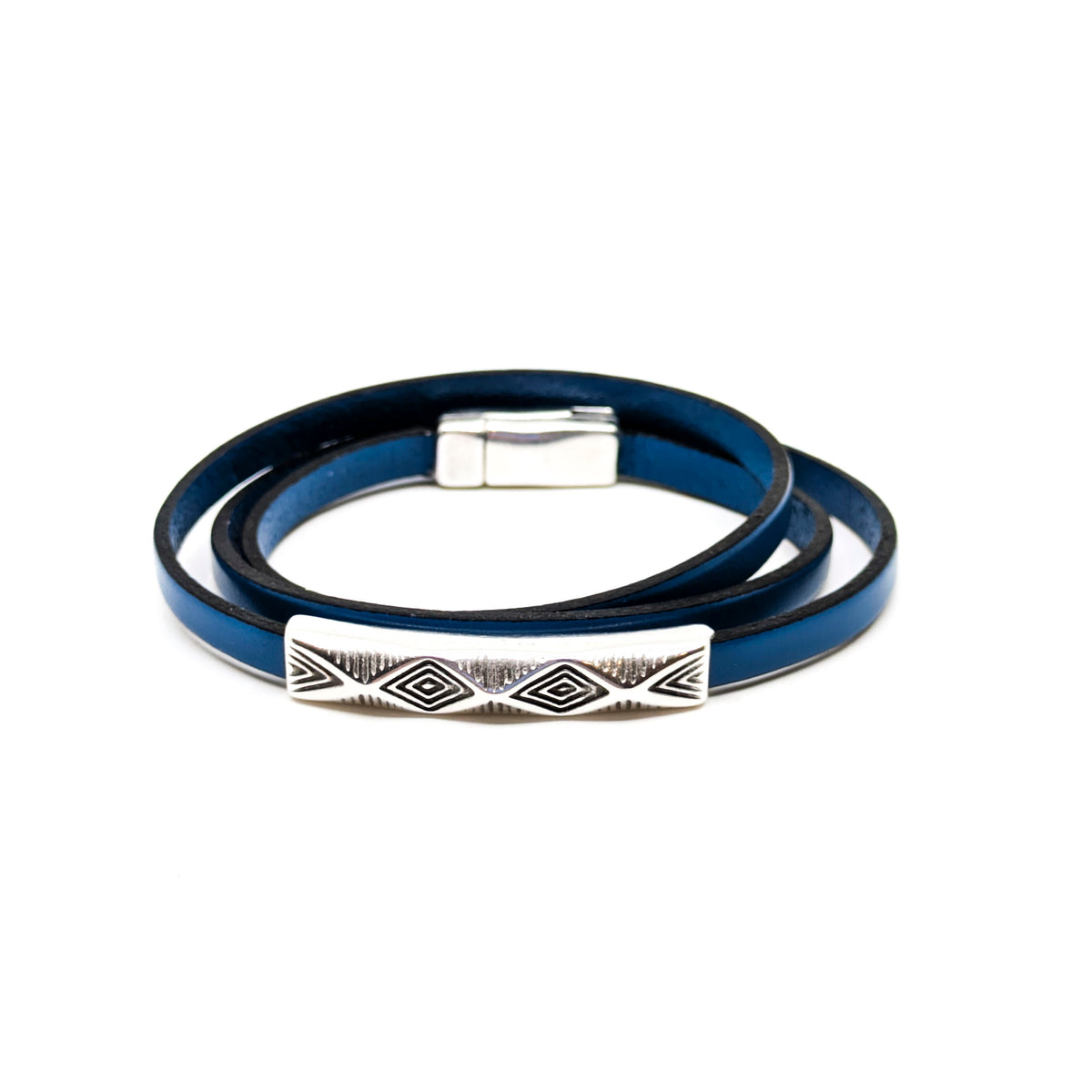 Boho Chic Triple Wrap Bracelet- New Denim Blue (Medium)