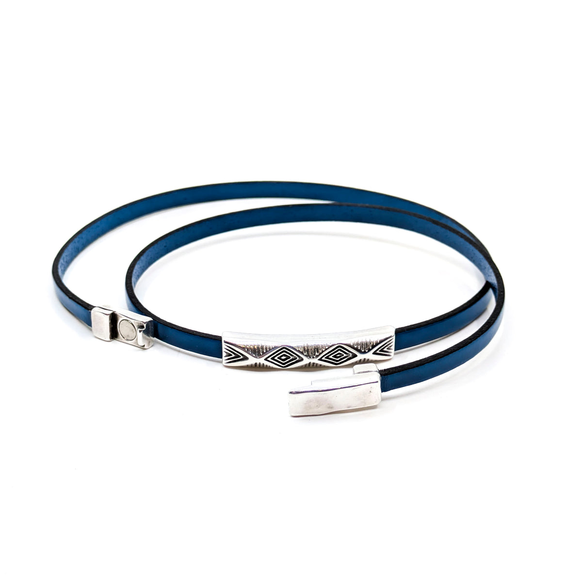 Boho Chic Triple Wrap Bracelet- New Denim Blue (Medium)