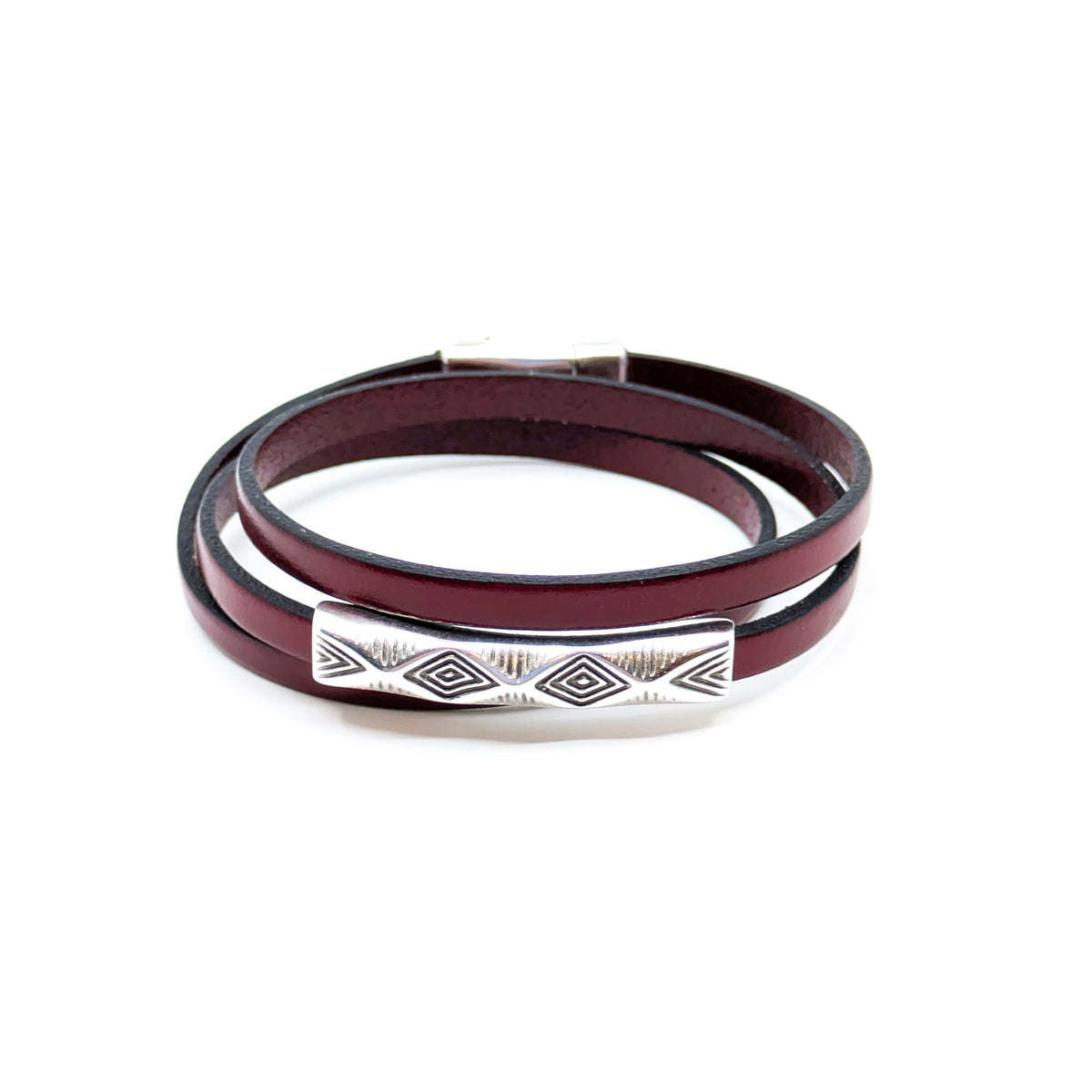 Boho Chic Triple Wrap Bracelet- Red (Medium)