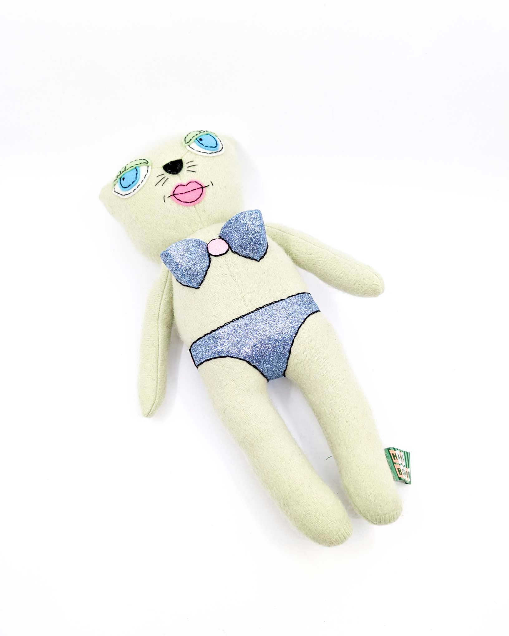 Titty Kitty in Light Green- Stuffed Animal
