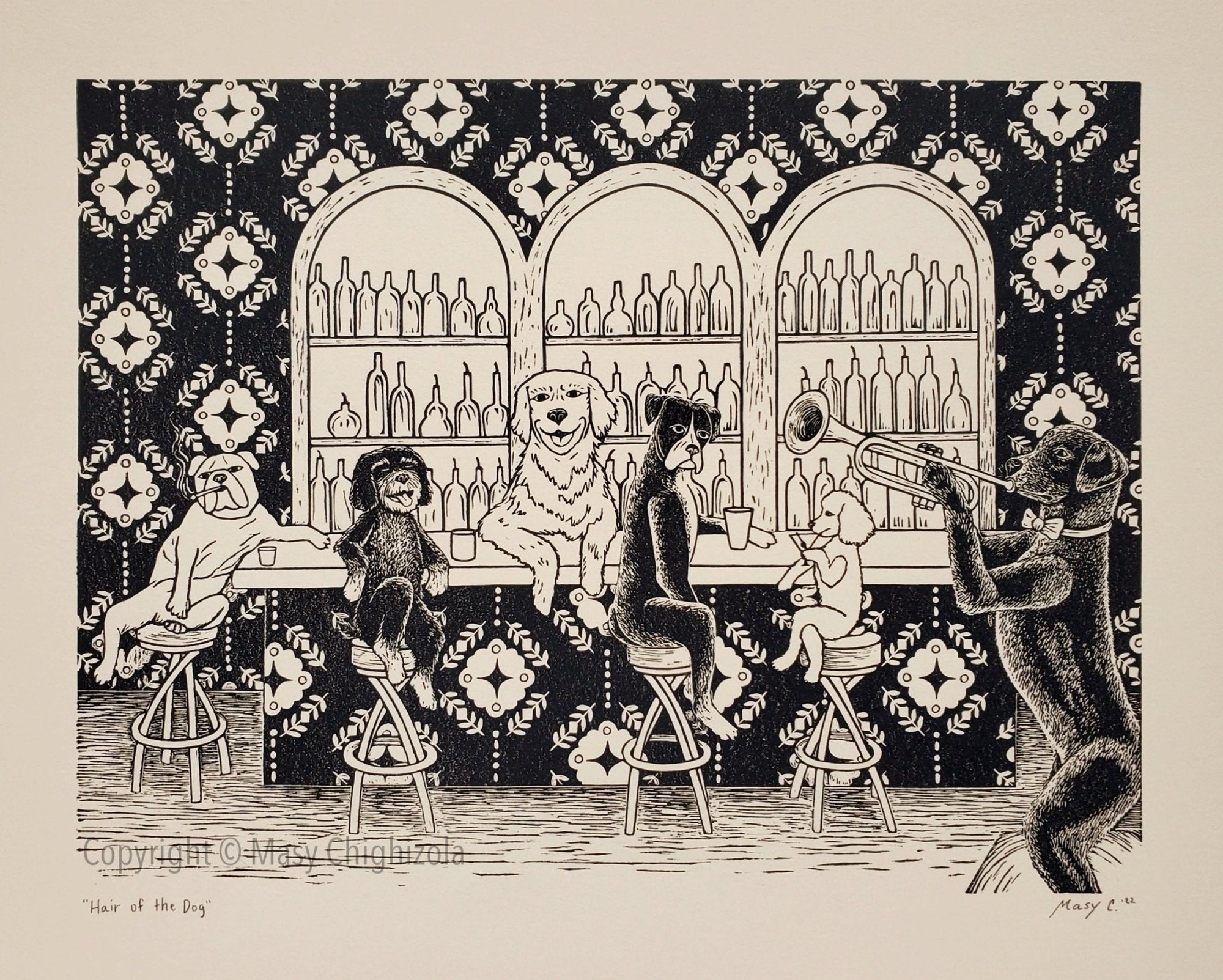 Press Relief - Hair of the Dog - Limited Print - Taupe Paper with Black Ink - VISUAL INDEX
