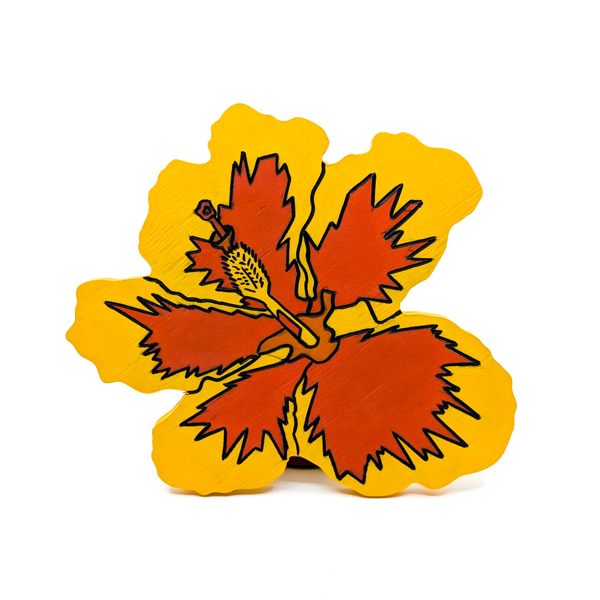 Jeremy Holland - Hibiscus Wall Art - Yellow Border & Orange Center - VISUAL INDEX