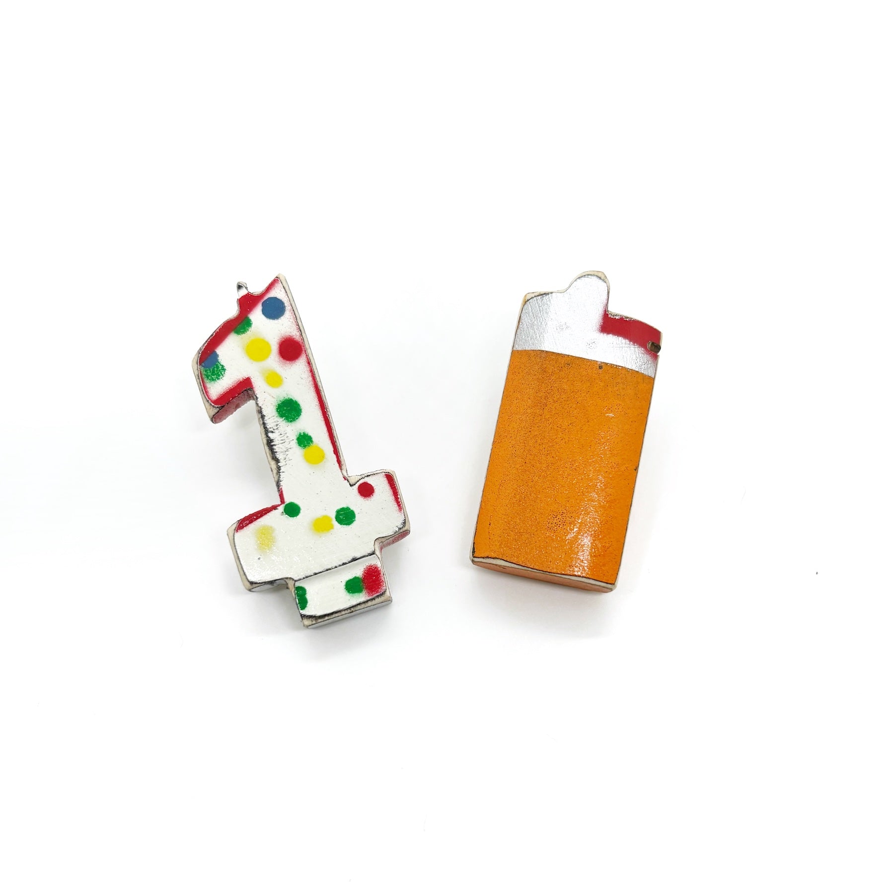 Lighter and Used Birthday Candle- Earrings