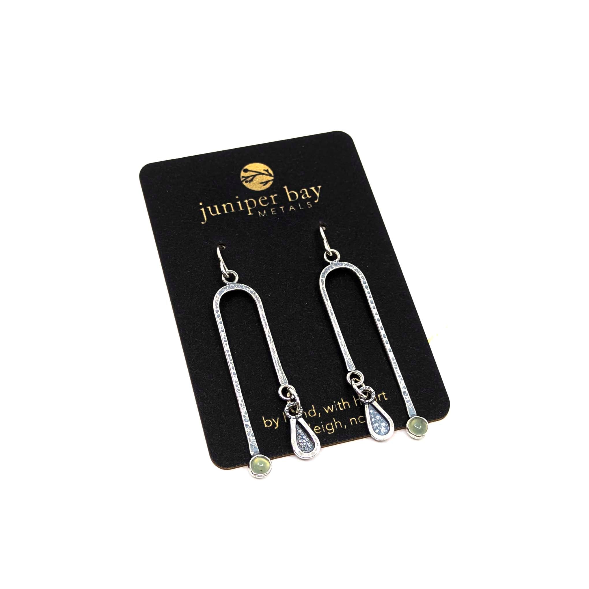 Arc Dangle Earrings with Prehnite
