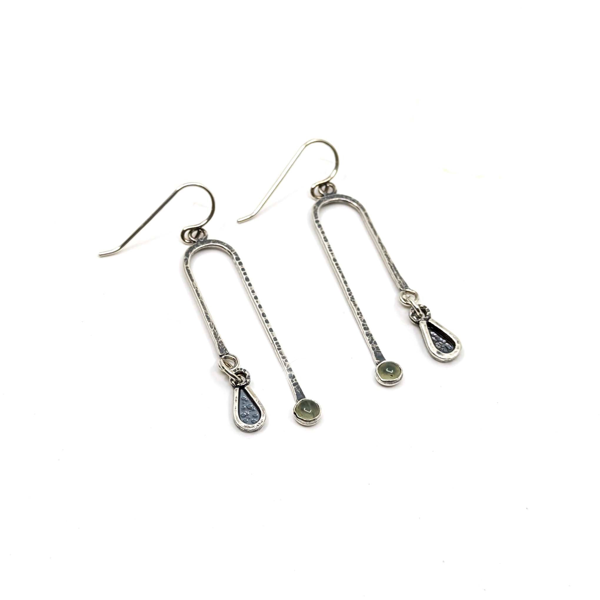 Arc Dangle Earrings with Prehnite