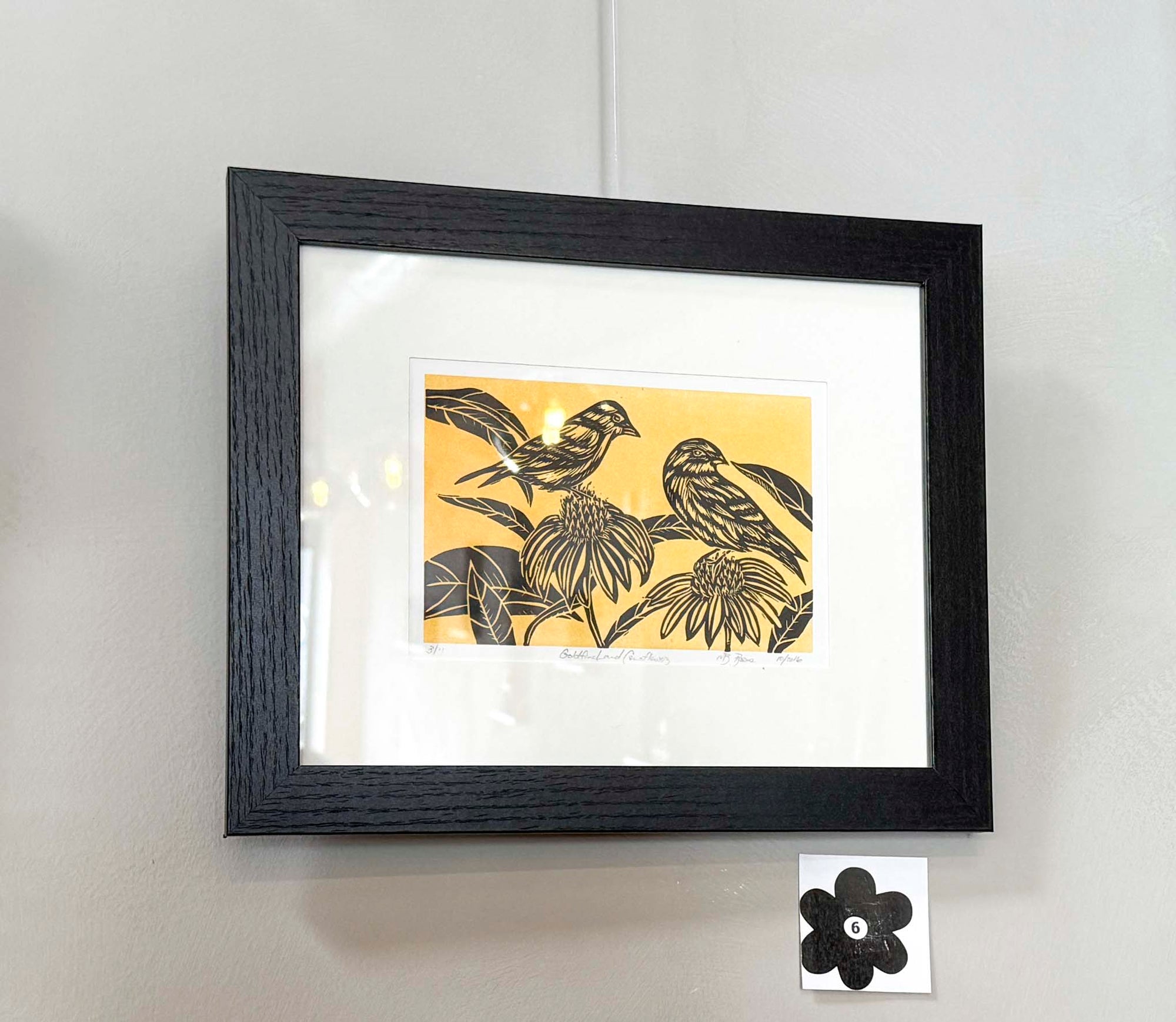 Goldfinch and Coneflowers- Framed Print