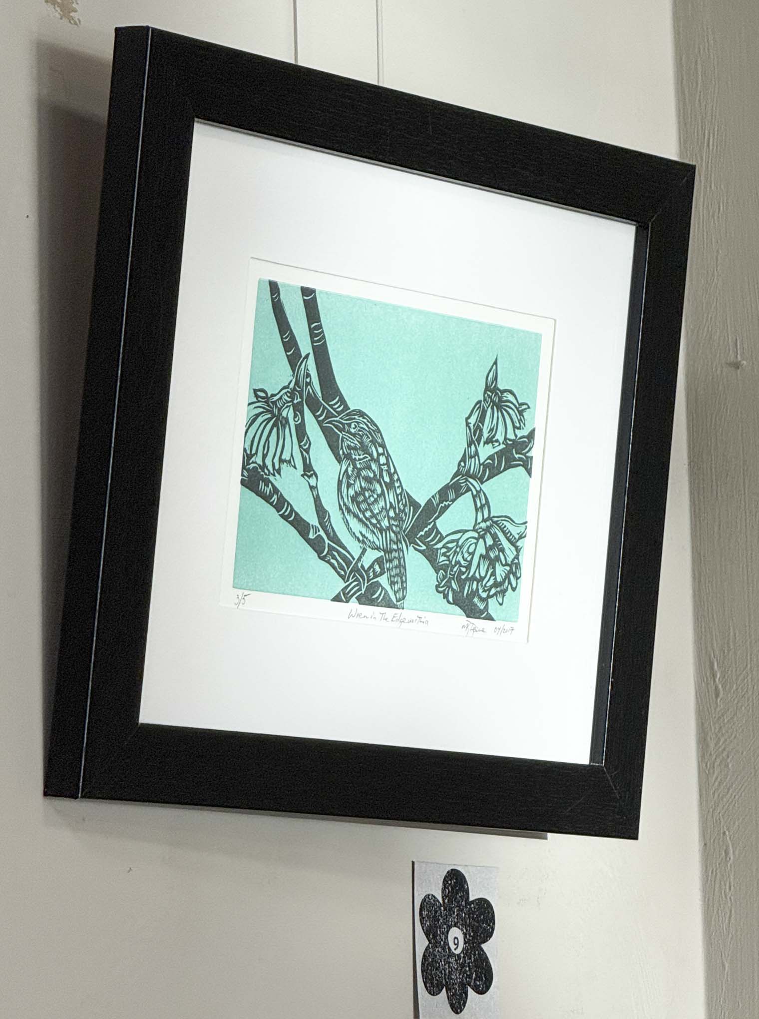 Wren in the Edgeworthia- Framed Print