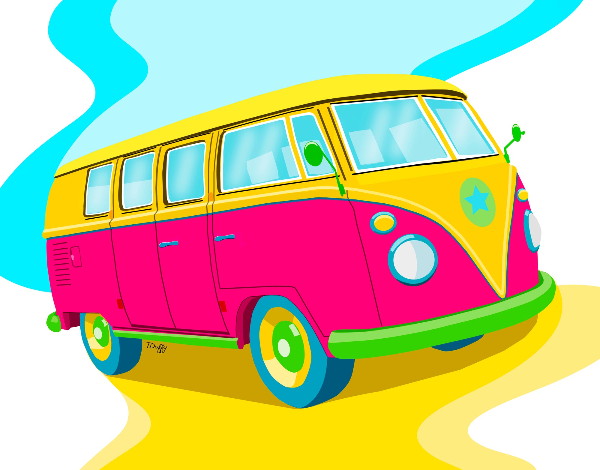 Magic Bus- Wall Work (White Frame)