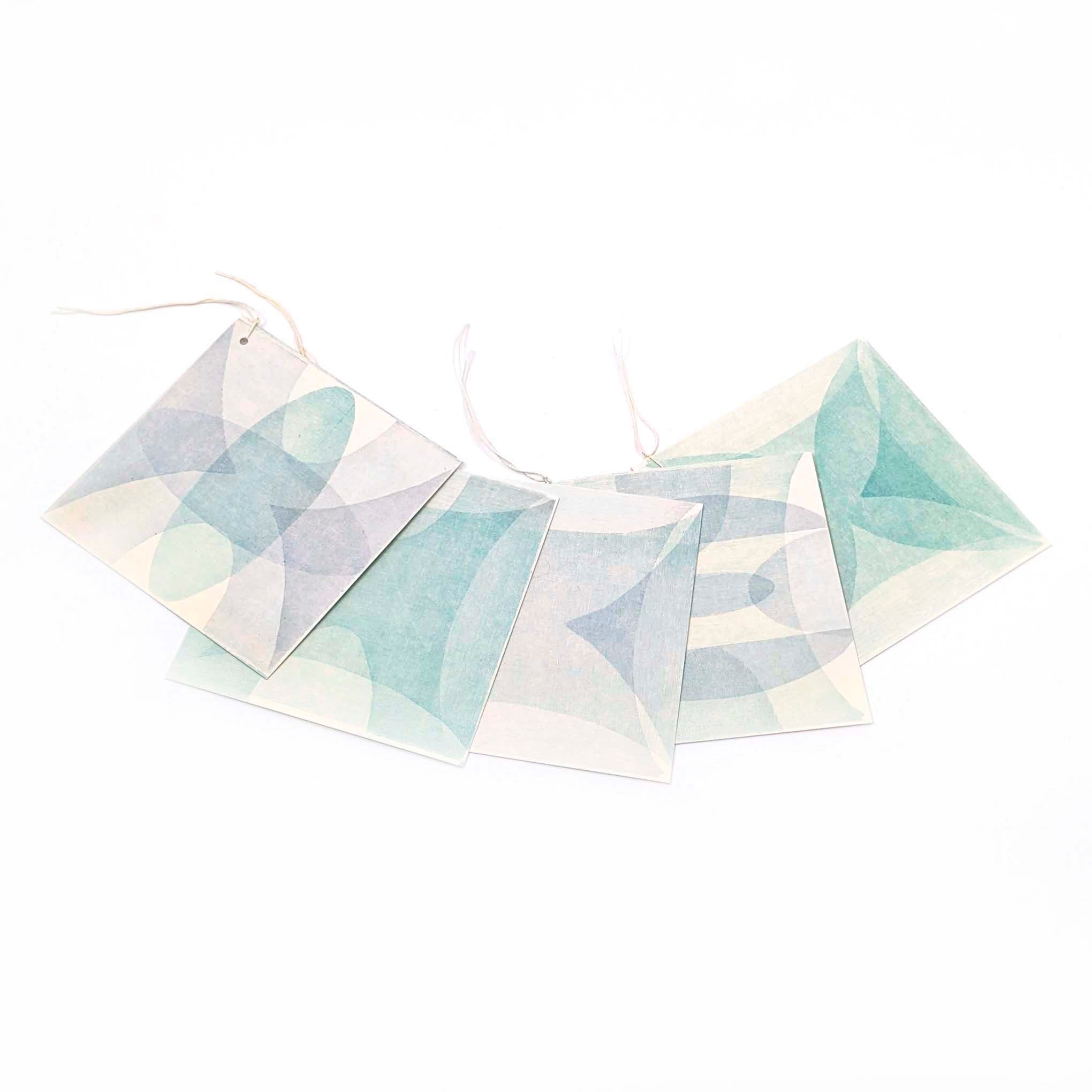 Square Block Printed- Gift Tags (3) (Pack of 5)