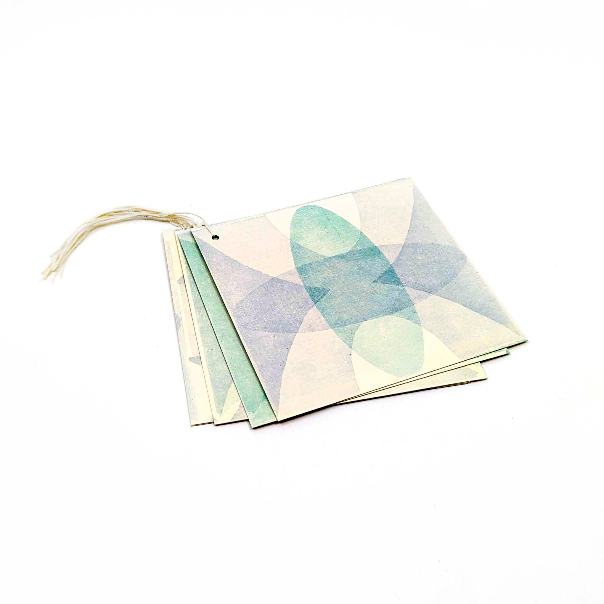 Square Block Printed- Gift Tags (3) (Pack of 5)