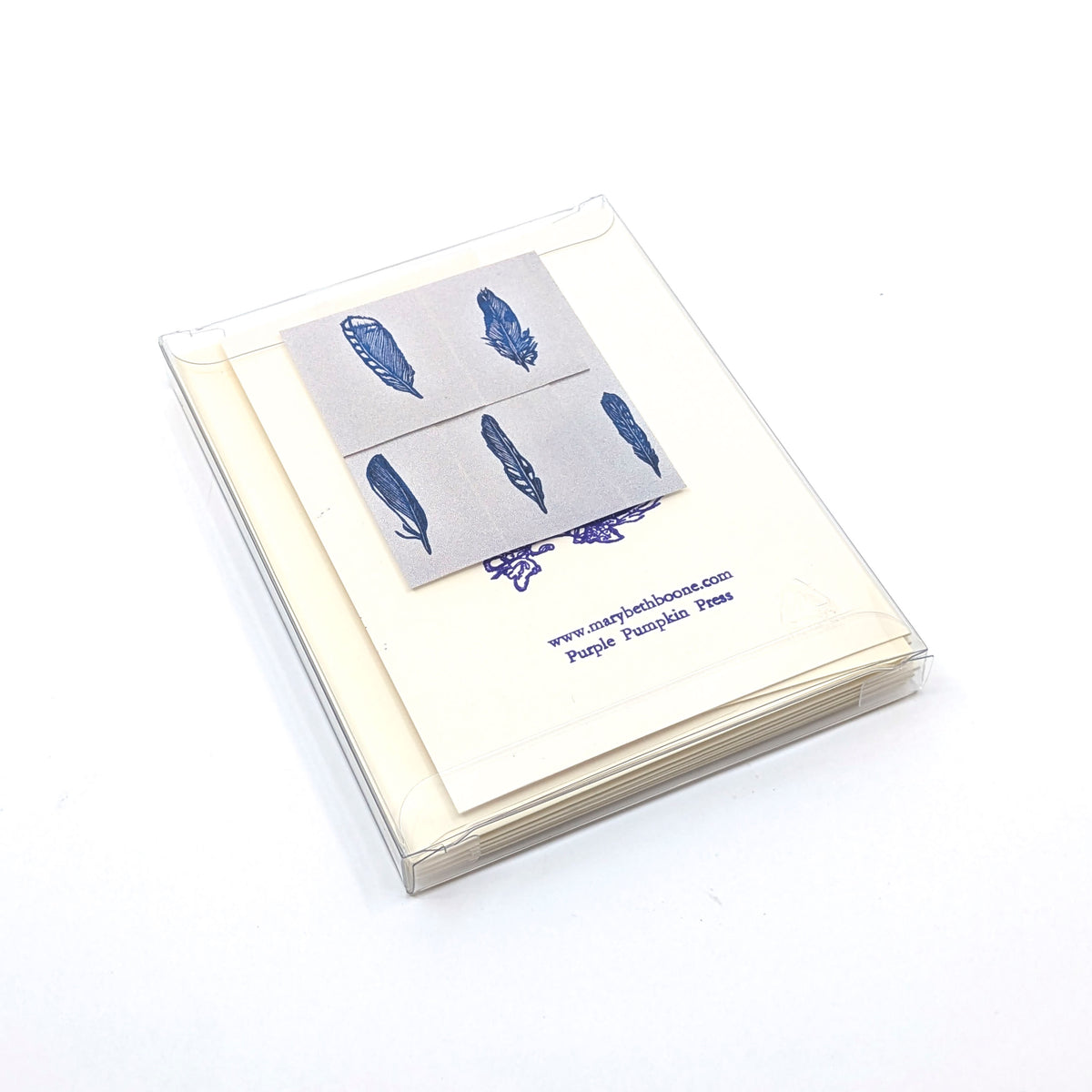 Greeting Card Box Set- Blue Feathers (Set of 4)