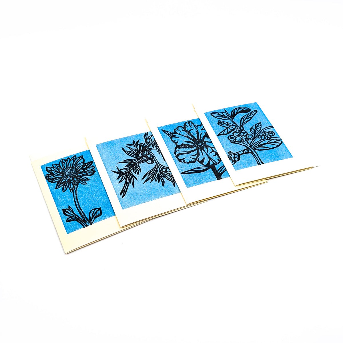 Greeting Card Box Set- Blue Flowers (Set of 4)