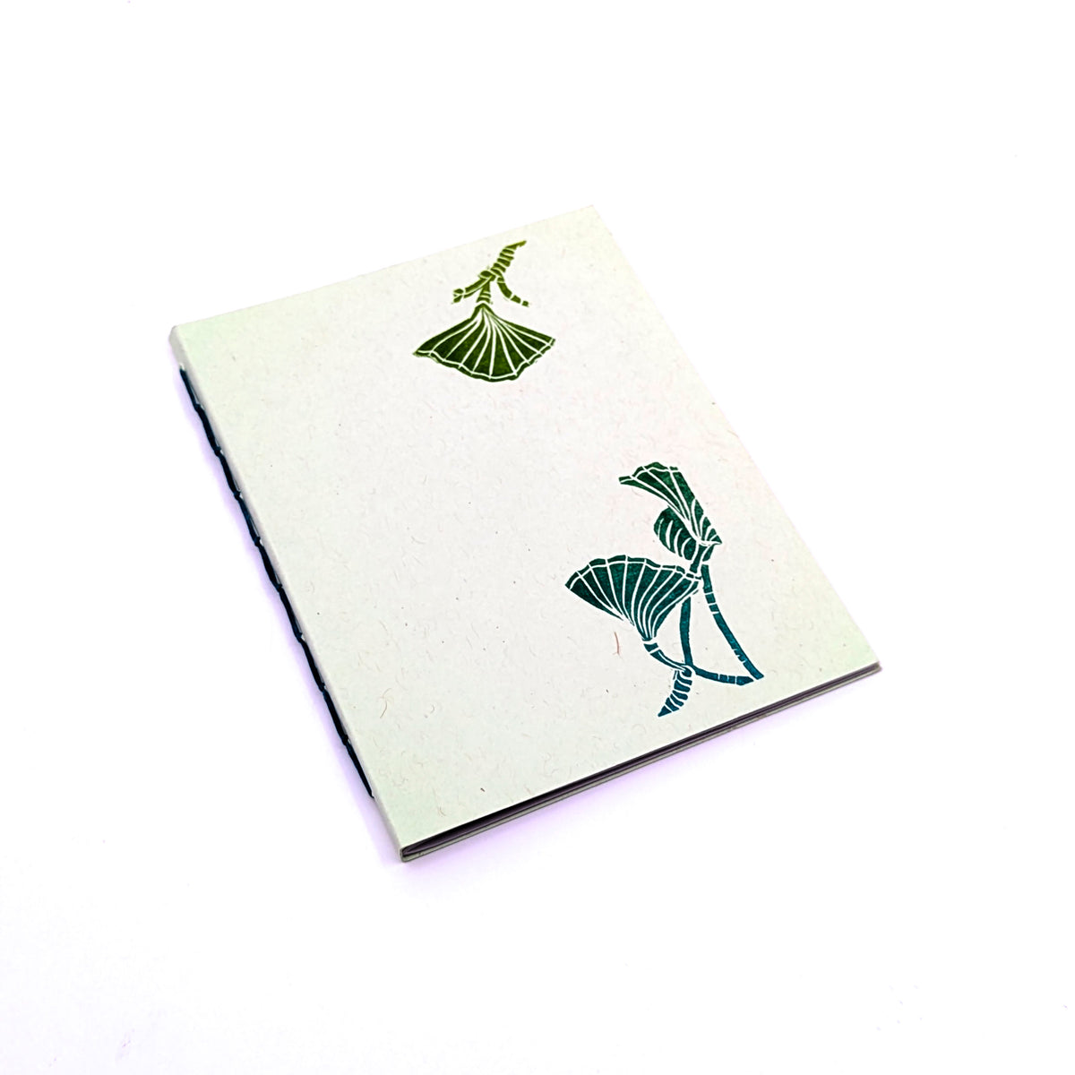 Thin Paper Journal- Green Ginkgo Leaves on Mint