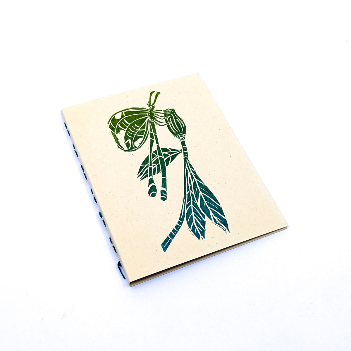 Thin Paper Journal- Green Gradient Butterfly on Cream