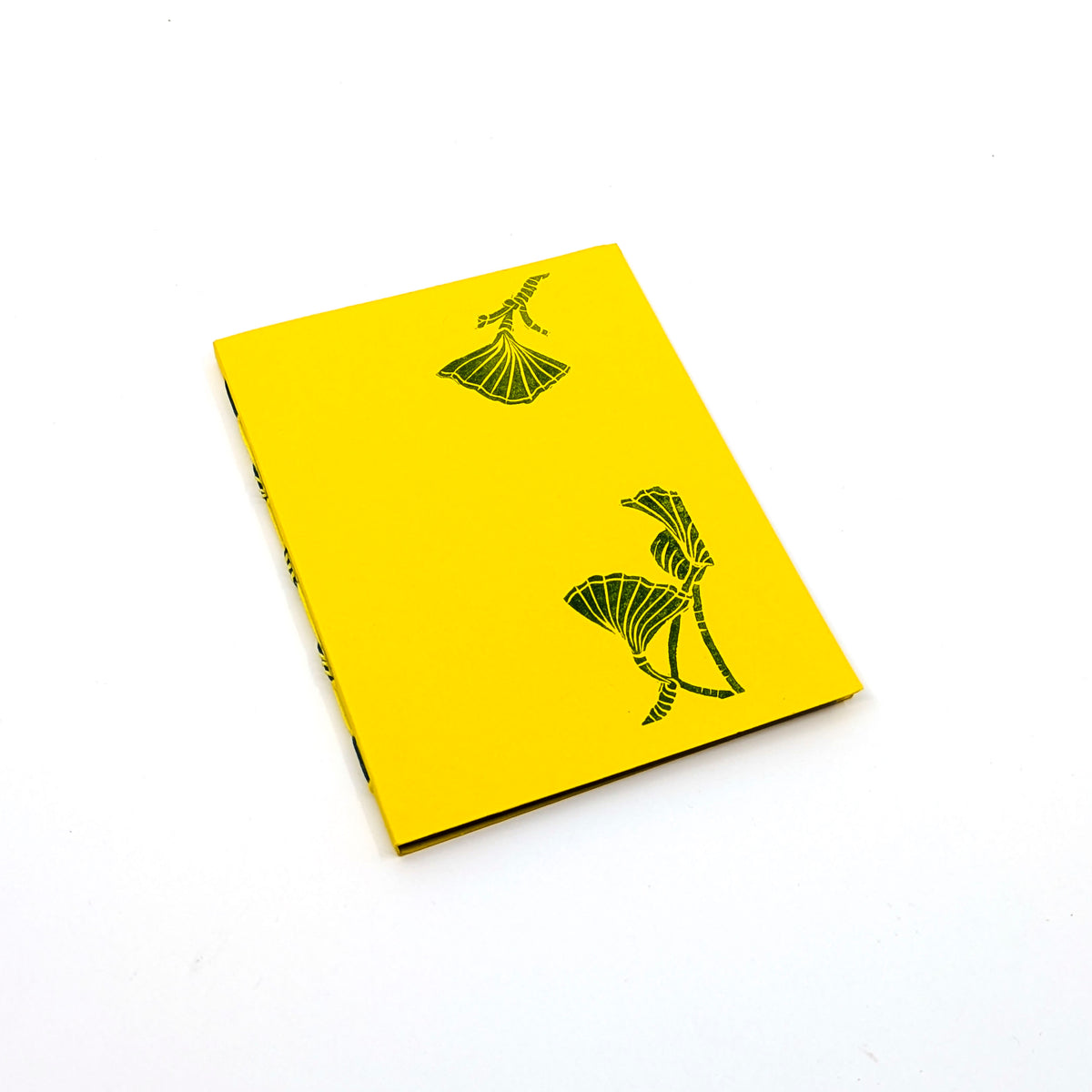 Thin Paper Journal- Green Ginkgo Leaves on Yellow