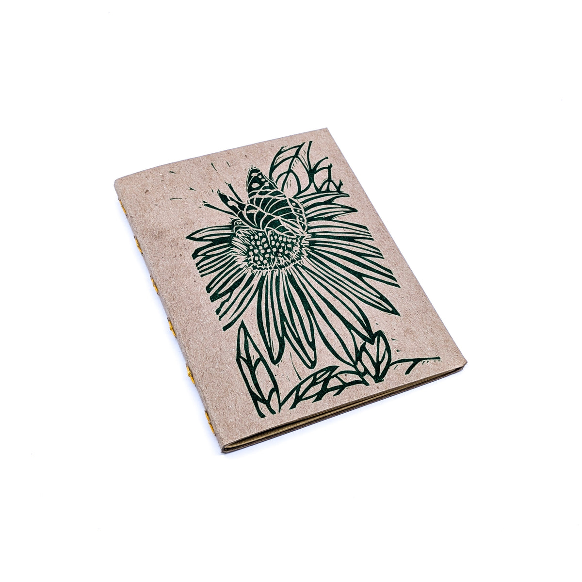 Thin Paper Journal- Green Butterfly/Flower on Natural