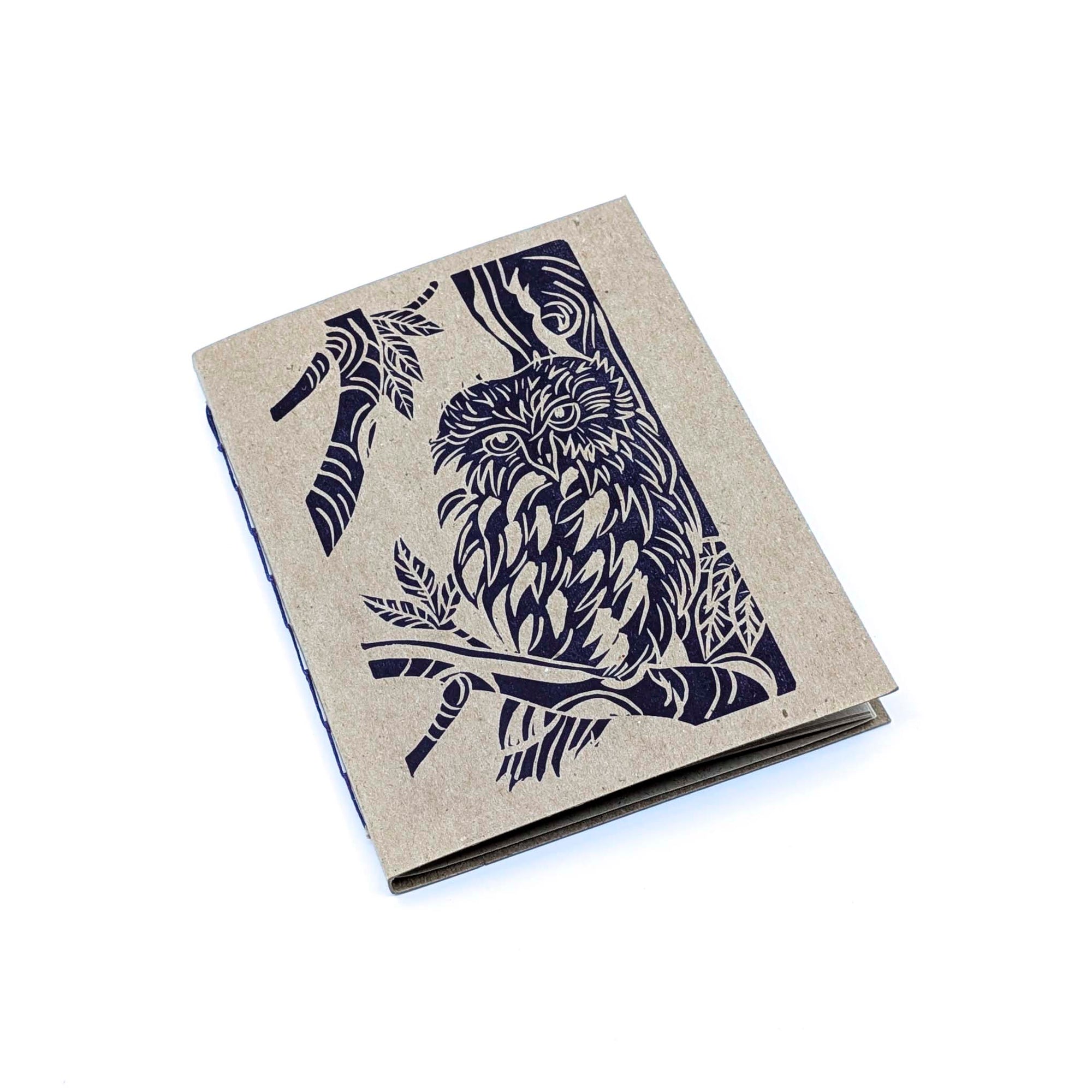Thin Paper Journal- Dark Purple Owl on Natural