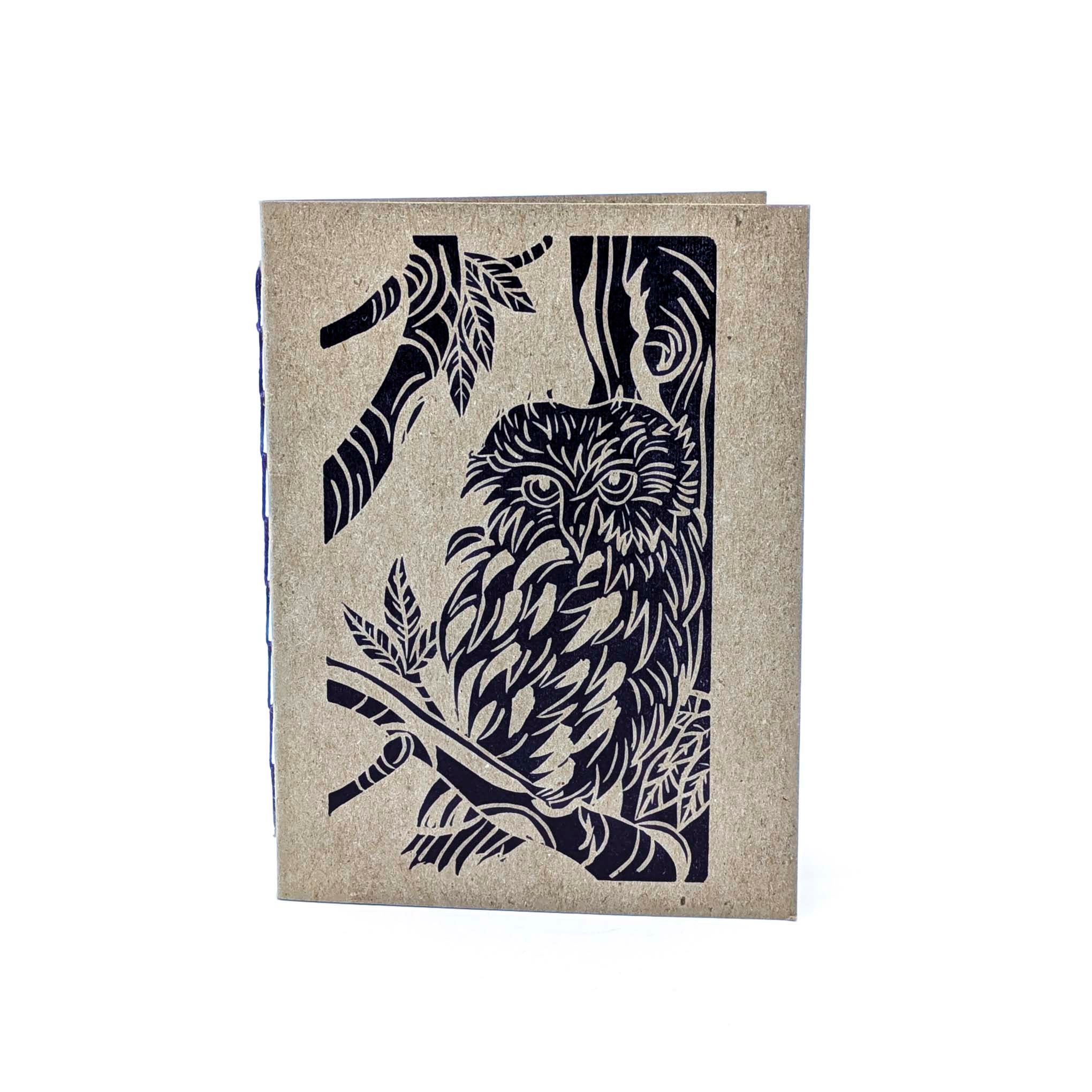 Thin Paper Journal- Dark Purple Owl on Natural