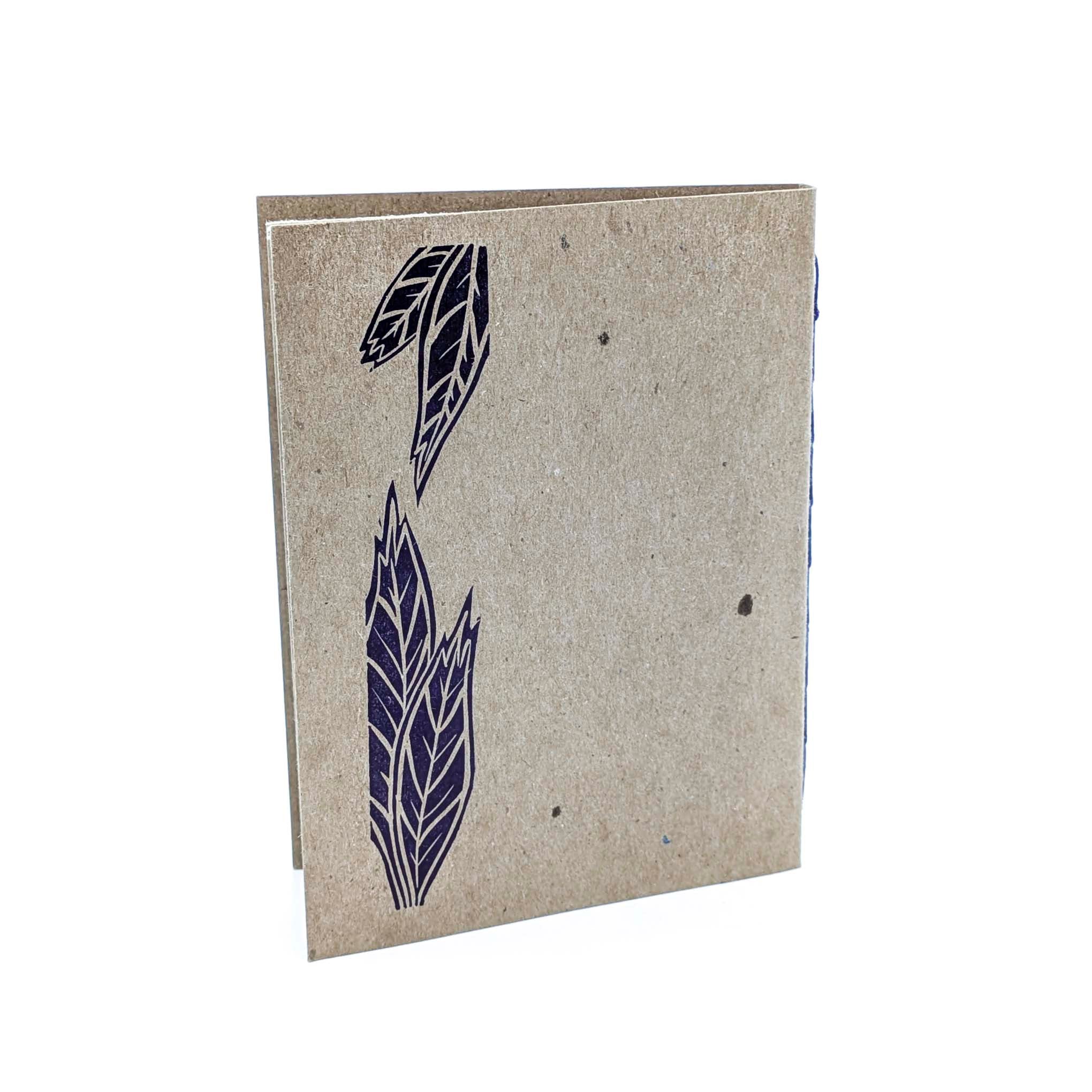 Thin Paper Journal- Dark Purple Owl on Natural
