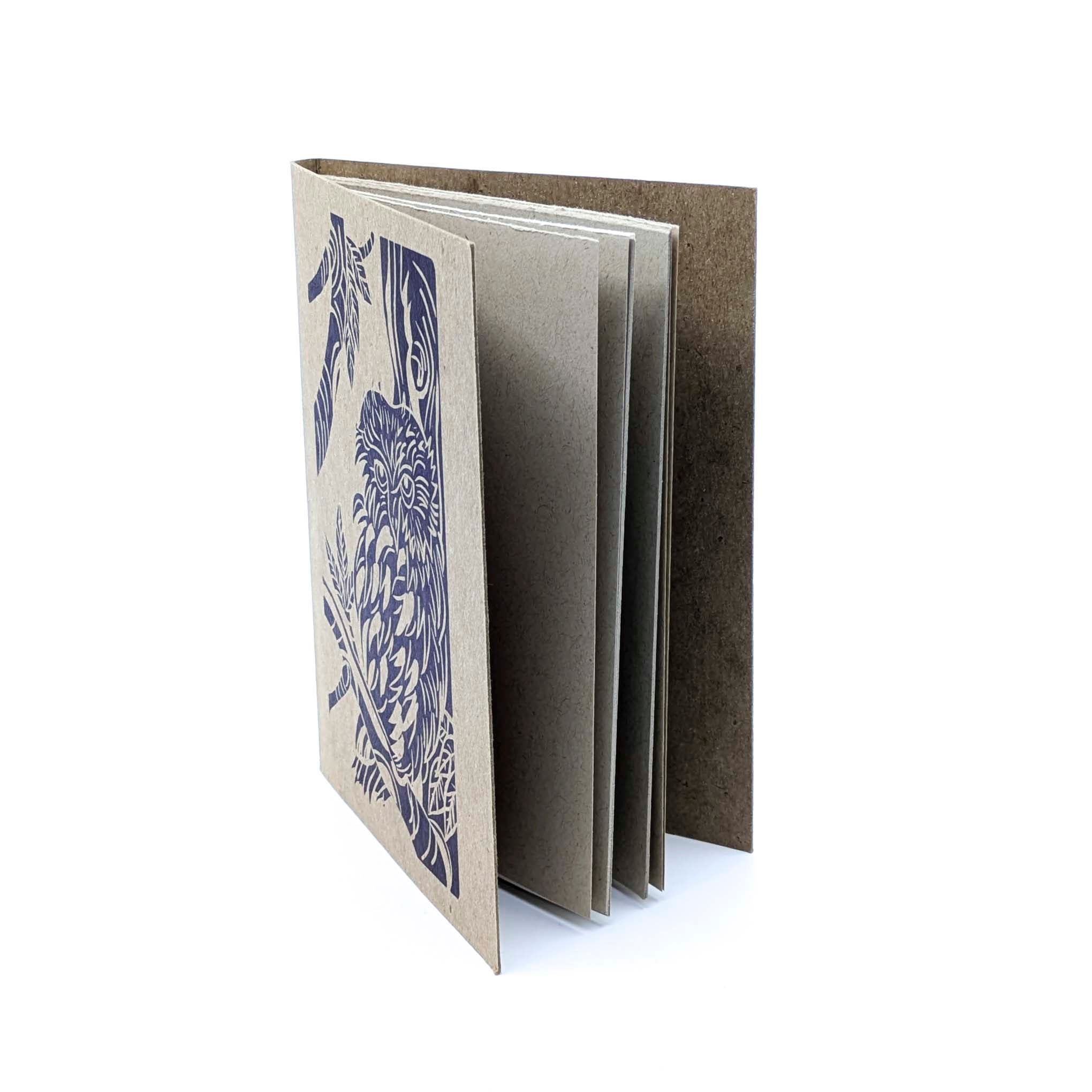 Thin Paper Journal- Dark Purple Owl on Natural