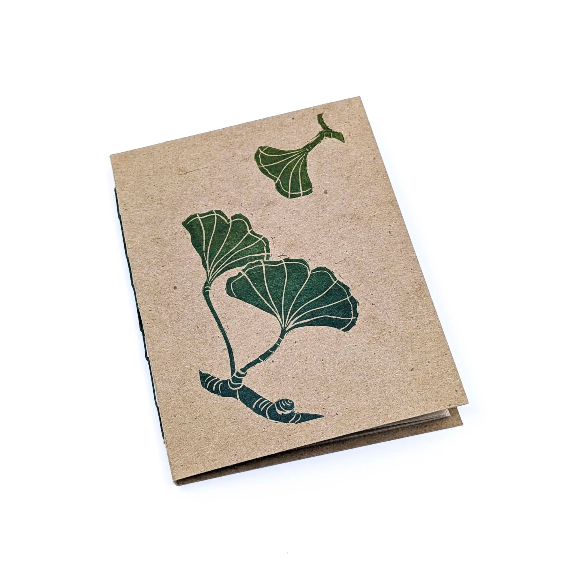 Thin Paper Journal- Green Ginkgo on Natural (2)