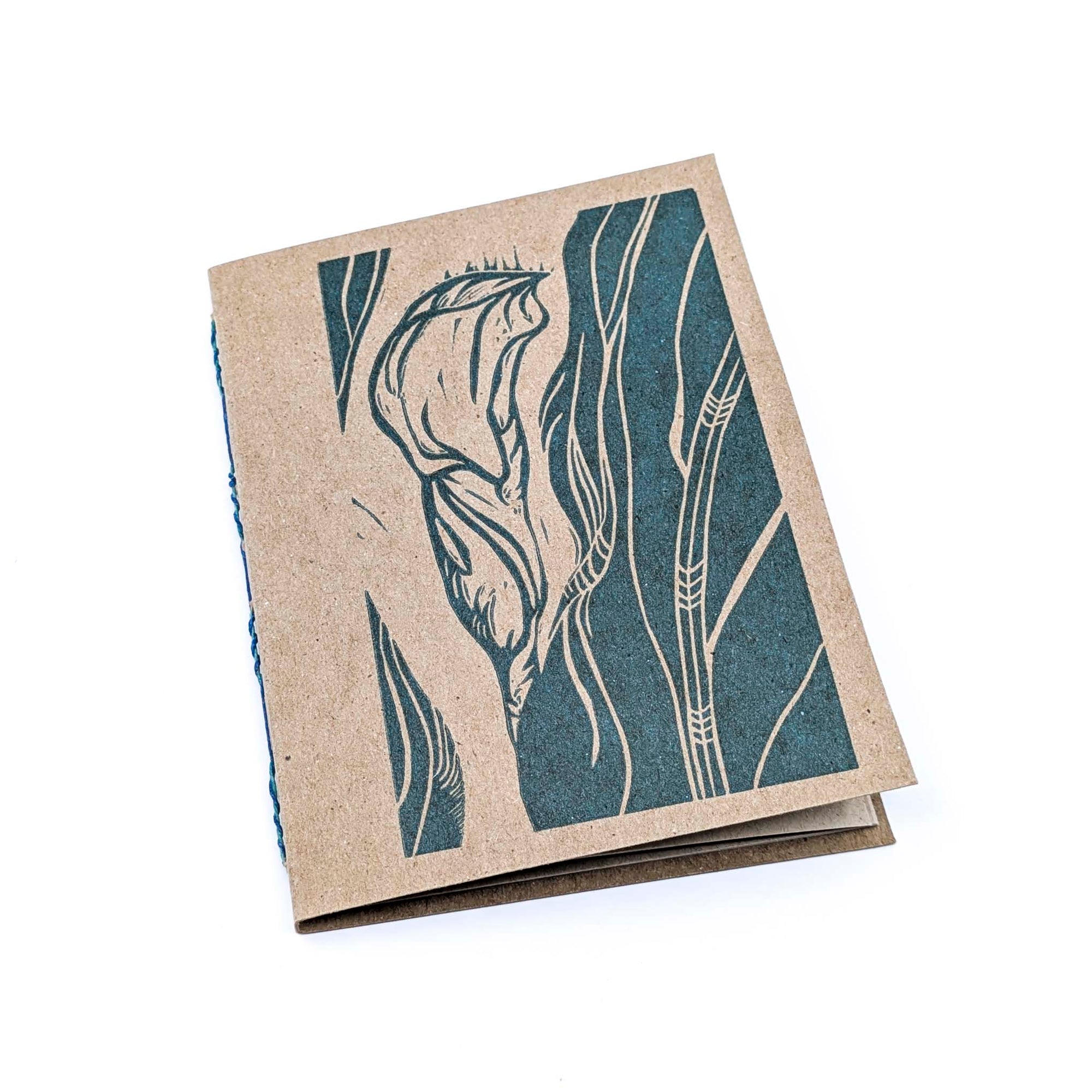 Thin Paper Journal- Teal Calla Lily on Natural