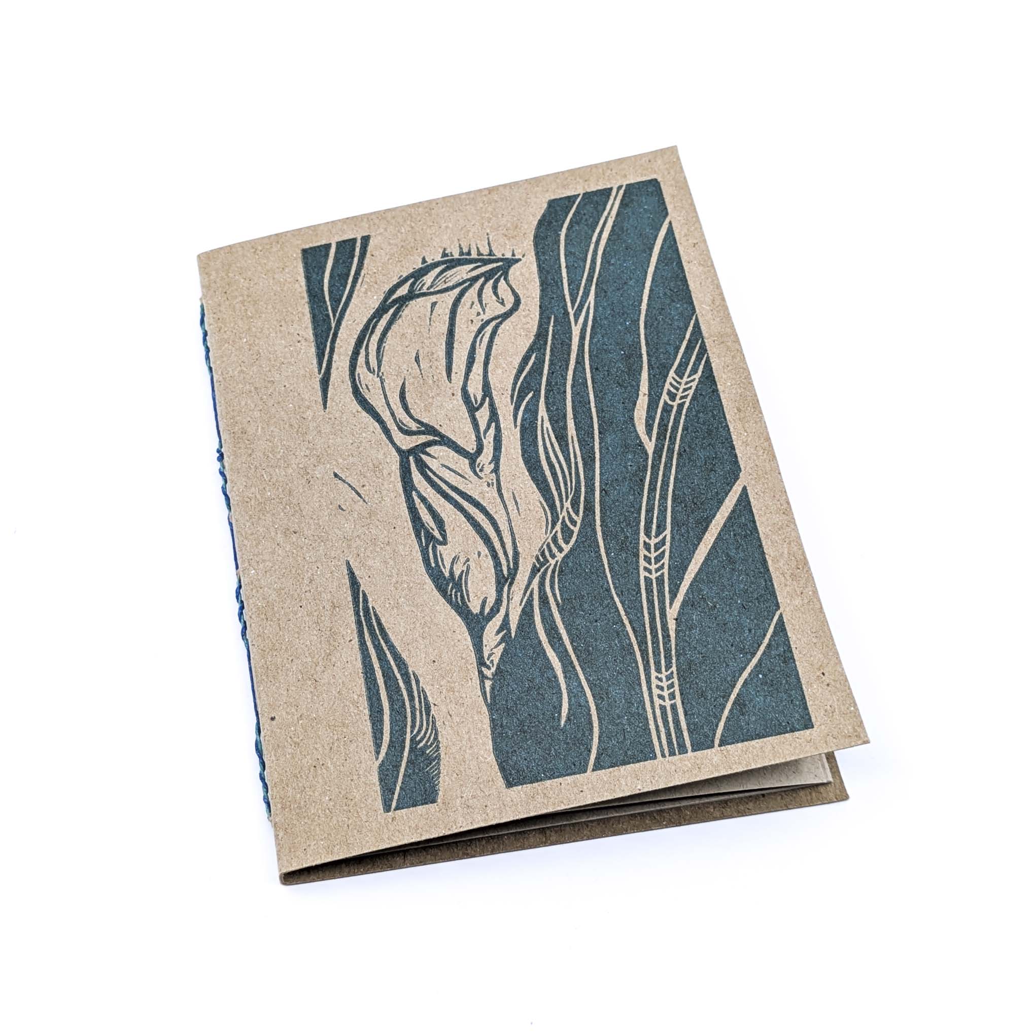 Thin Paper Journal- Teal Calla Lily on Natural